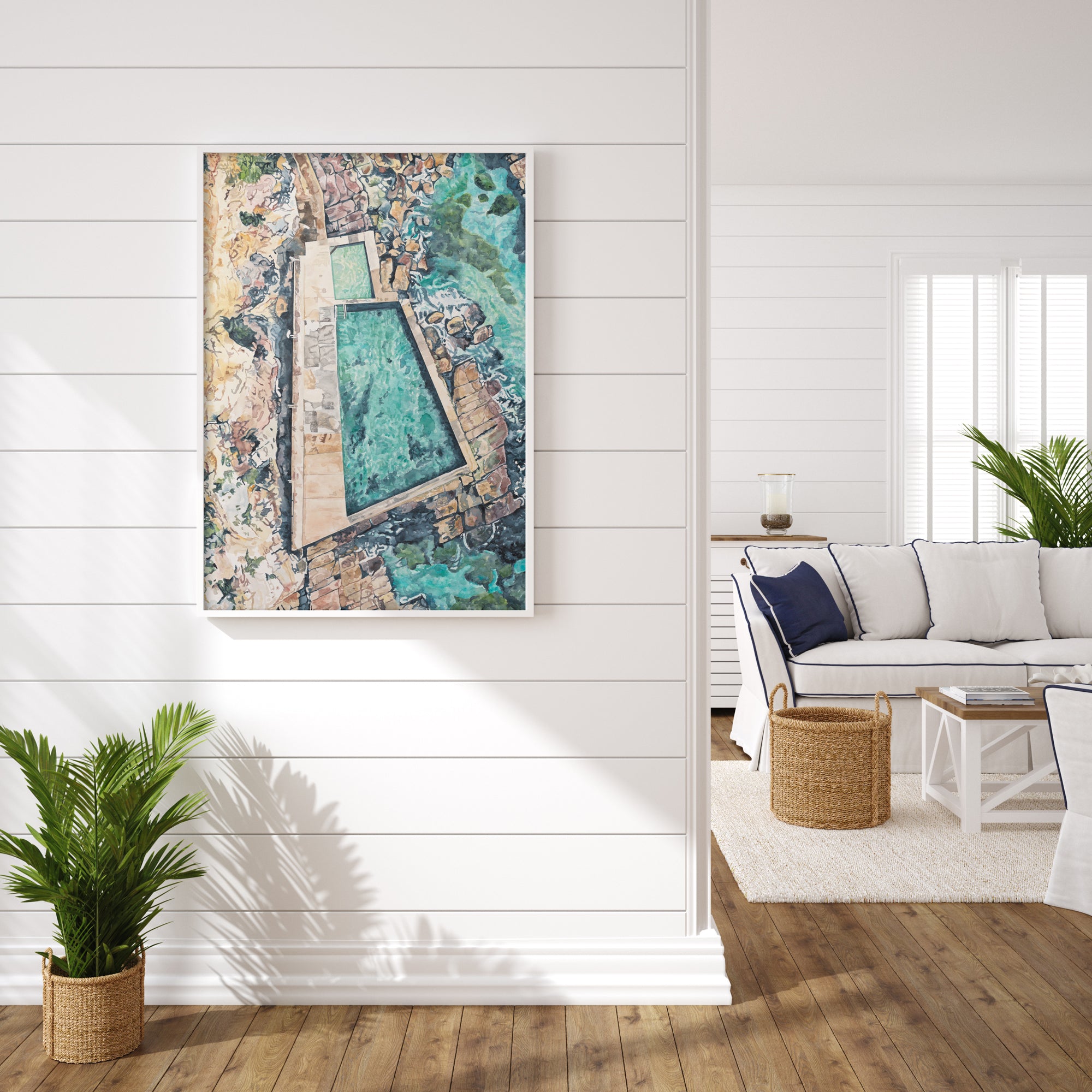 Avalon Beach Rockpool: Limited Edition Watercolour Wall Print
