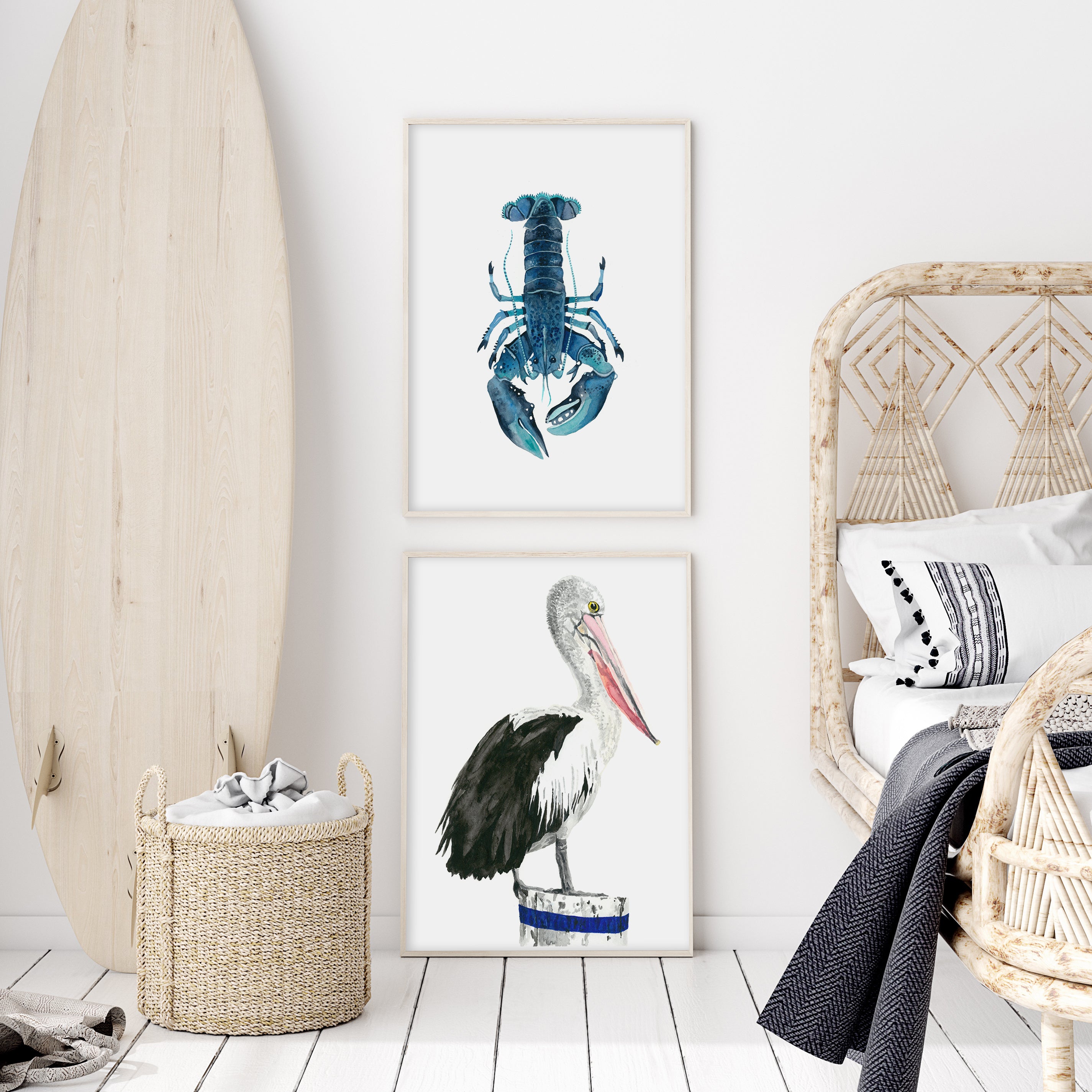 Charlotte the Crayfish: Watercolour Wall Print