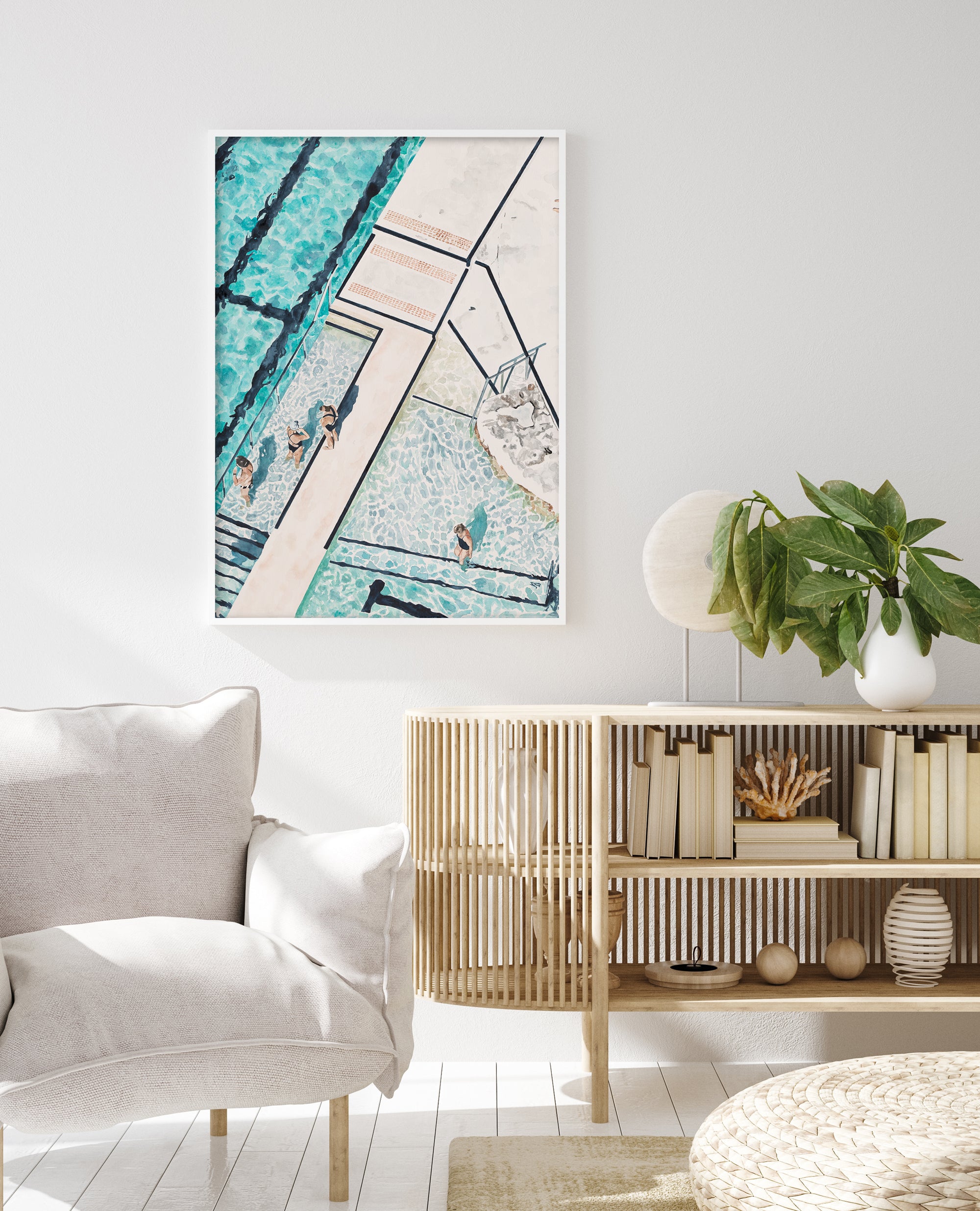Dipping Days - Bondi Beach: Limited Edition Watercolour Wall Print