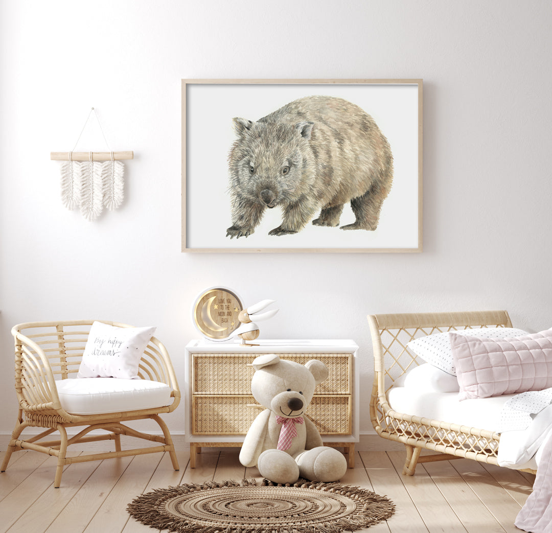 Wilbur the Wombat: Watercolour Wall Print