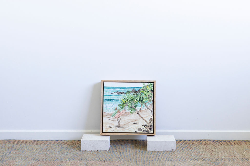 Arvo Surf Sesh at The Pass - original watercolour and gouache on canvas