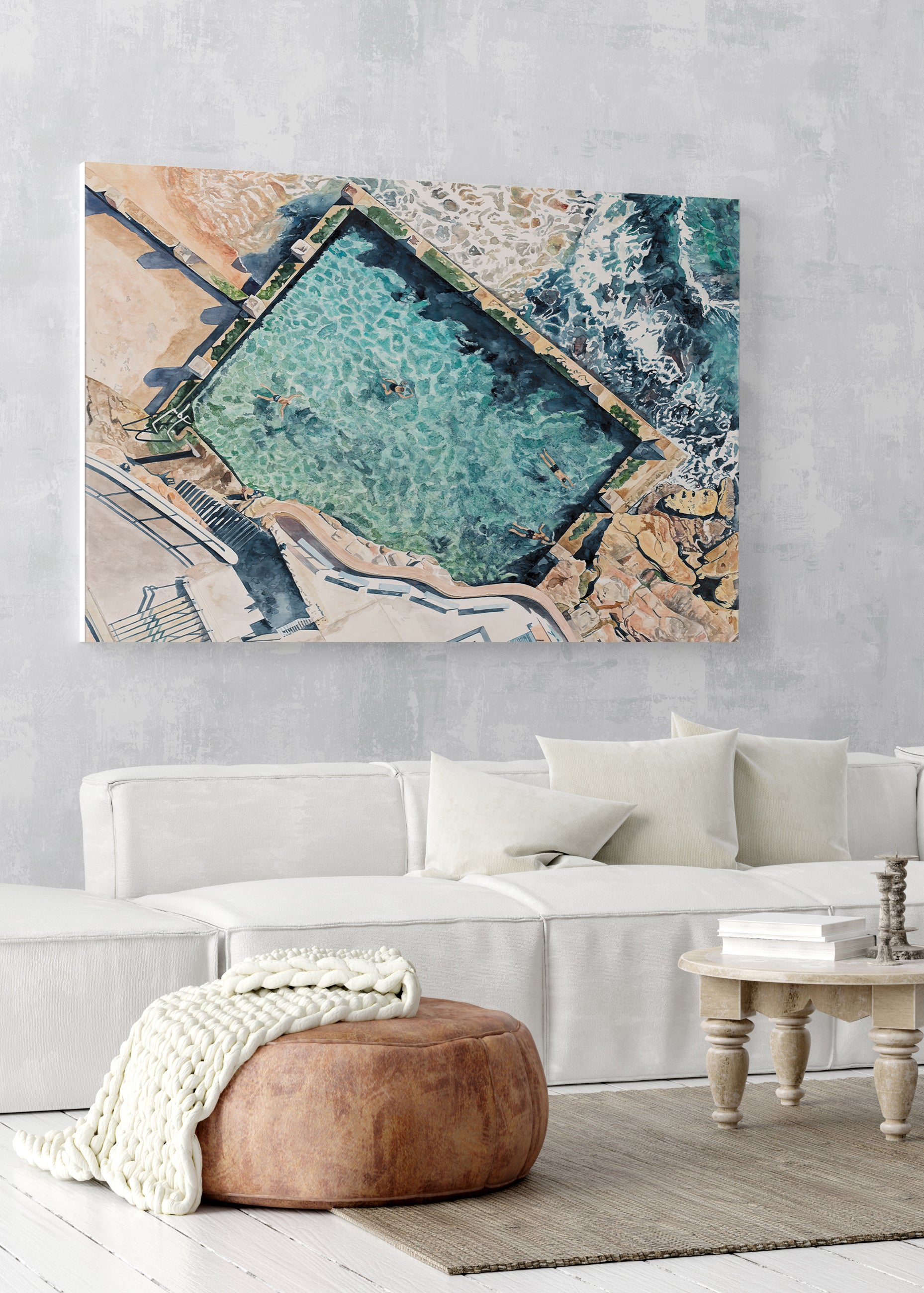 Coogee Rockpool: Limited Edition Watercolour Canvas Print