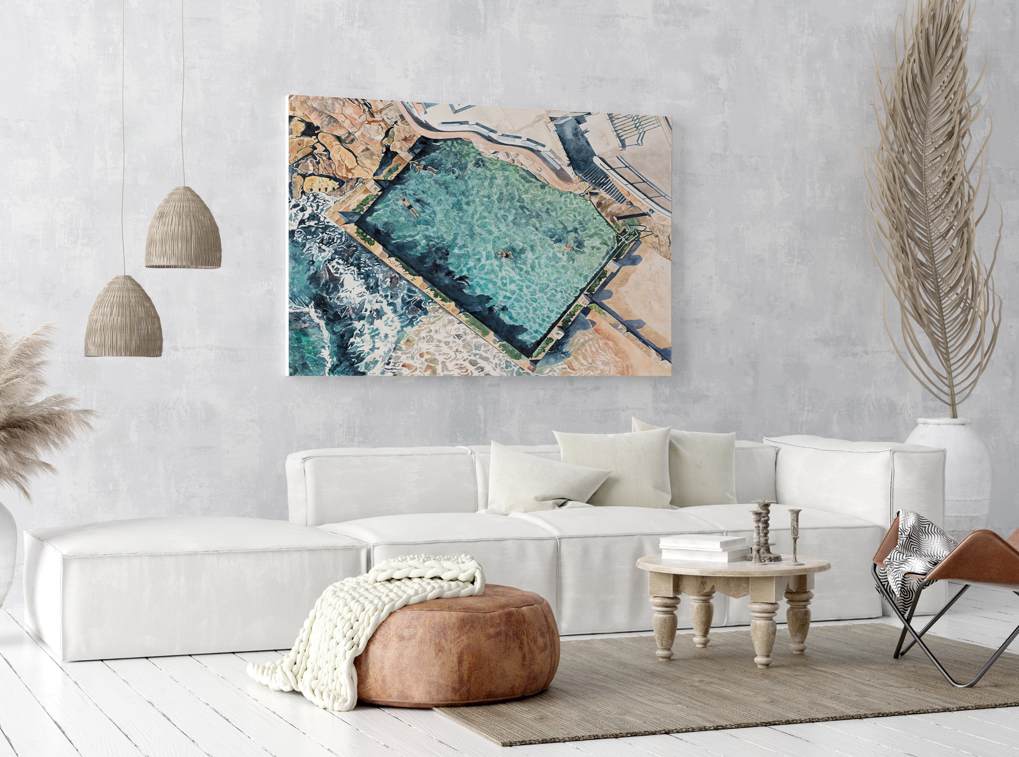 Coogee Rockpool: Limited Edition Watercolour Canvas Print