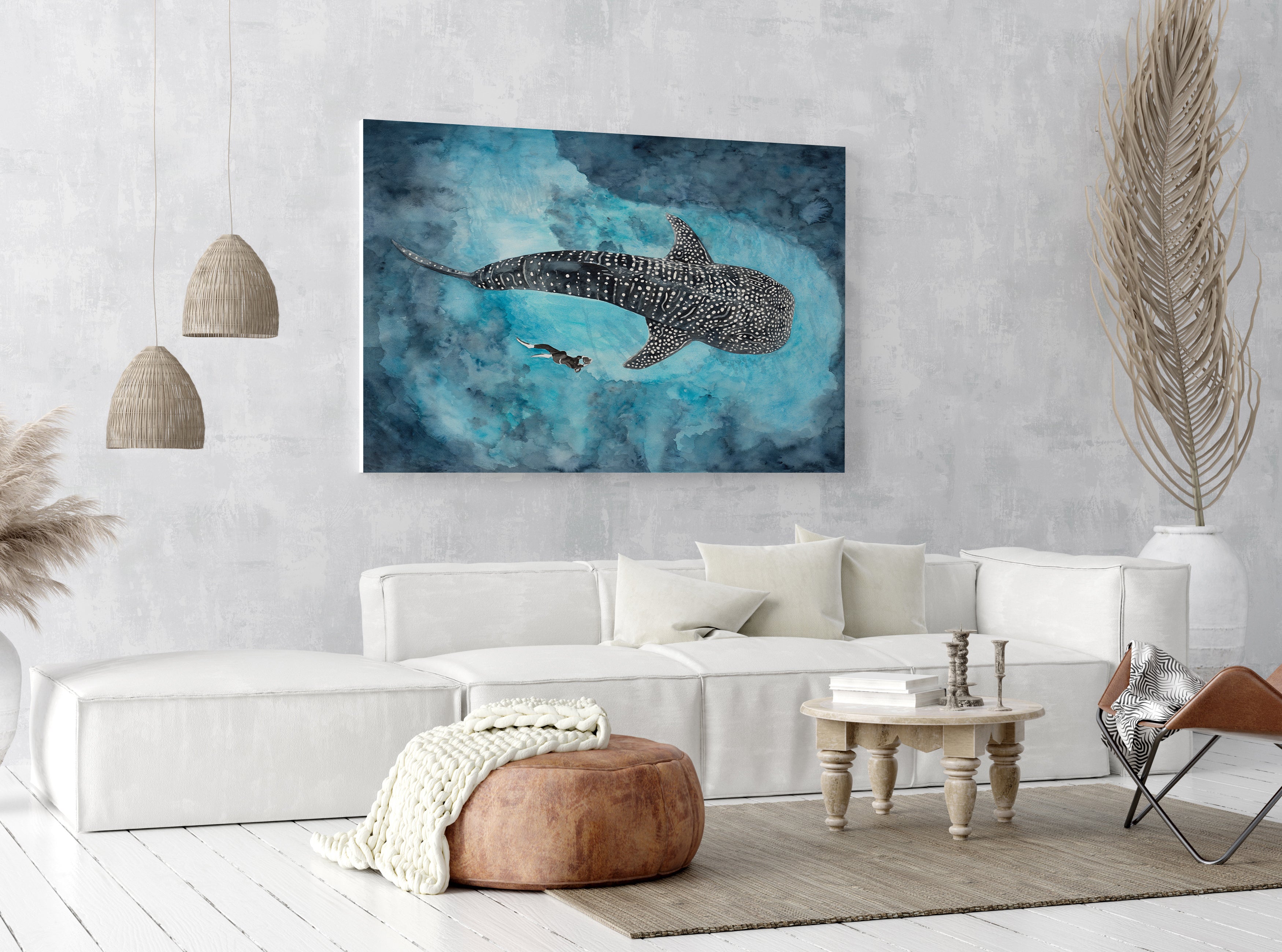 Whale Shark Encounter: Limited Edition Watercolour Canvas Print