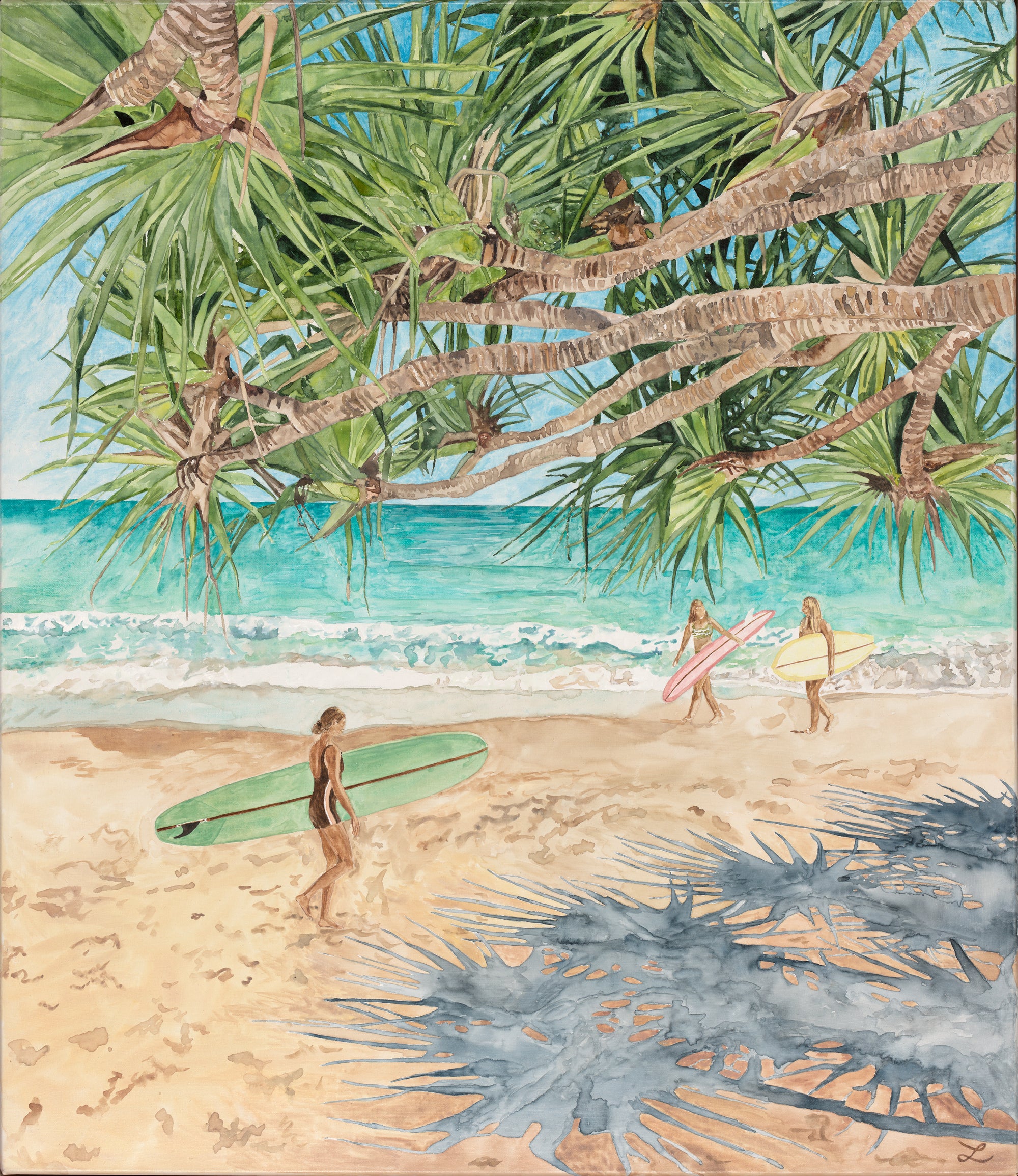 Malibu Morning at Noosa - Original Watercolour and gouache on Canvas
