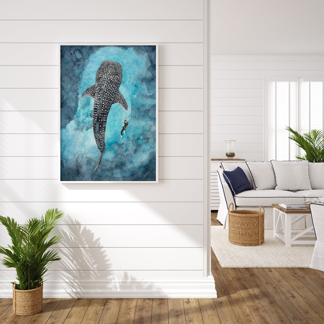 Whale Shark Encounter: Limited Edition Watercolour Wall Print