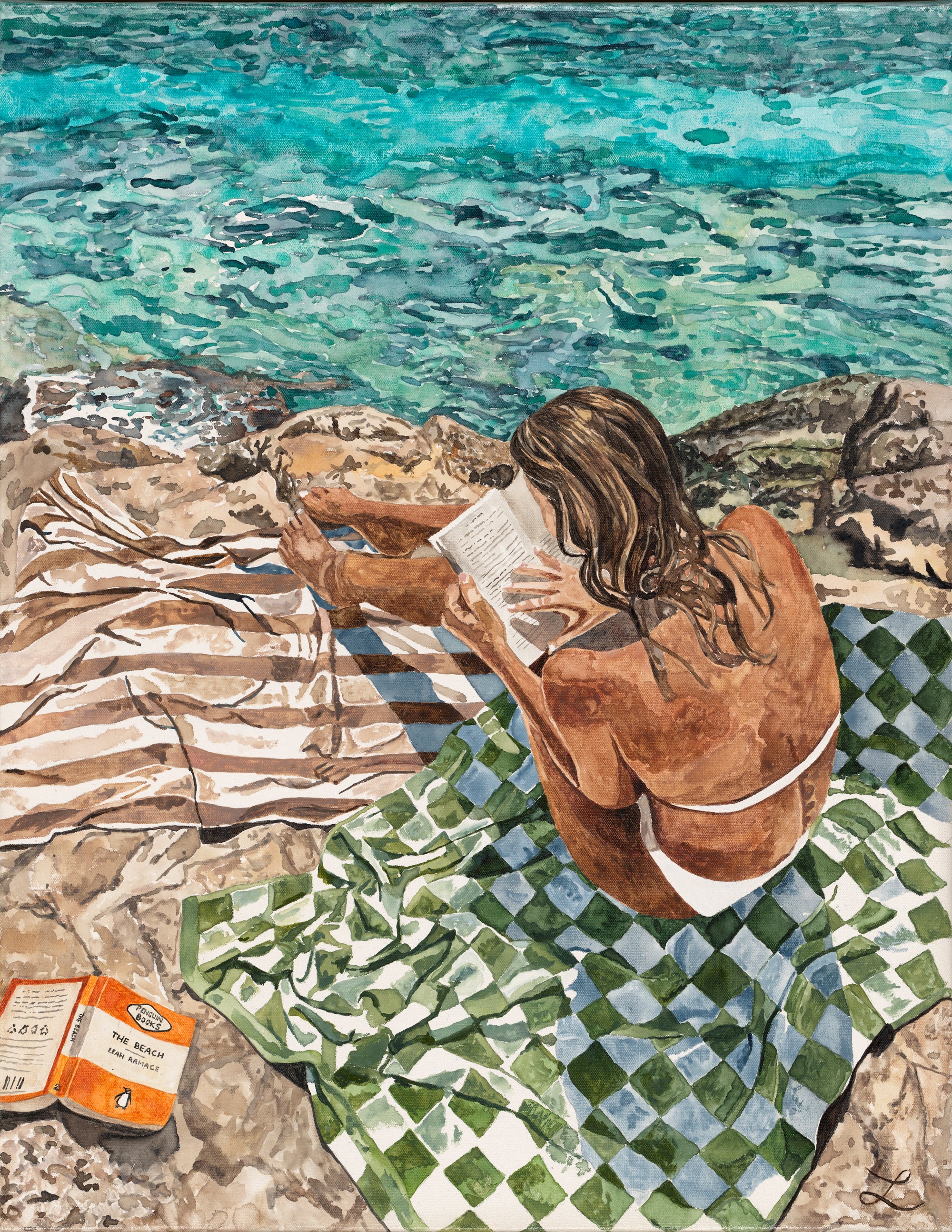 Salt Stained Pages - Original Watercolour and gouache on Canvas