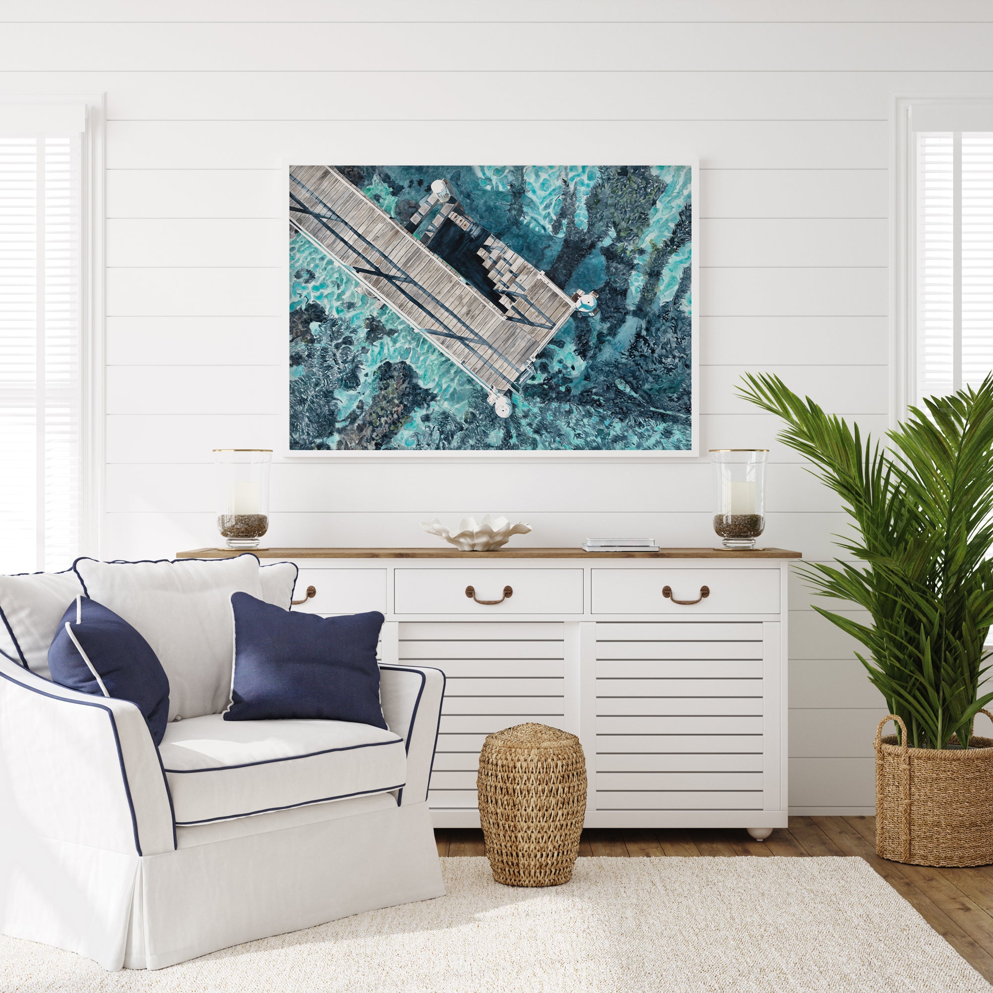 Seagrass & Silhouettes: Limited Edition Watercolour Wall Print