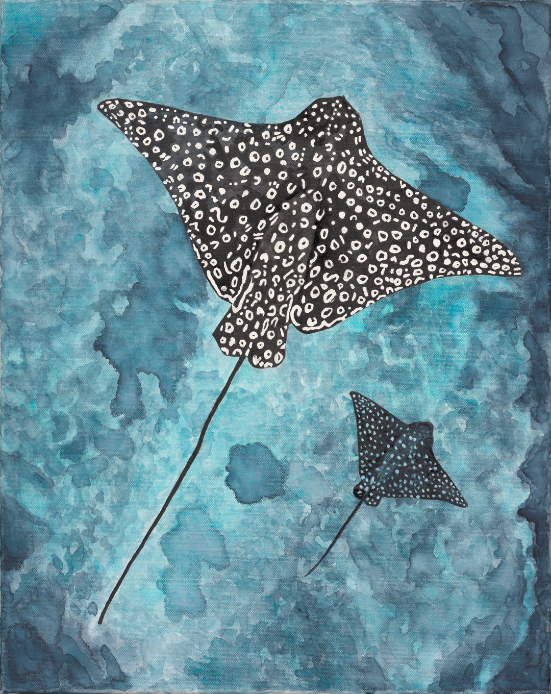 Spotted Eagle Rays: Limited Edition Watercolour Canvas Print