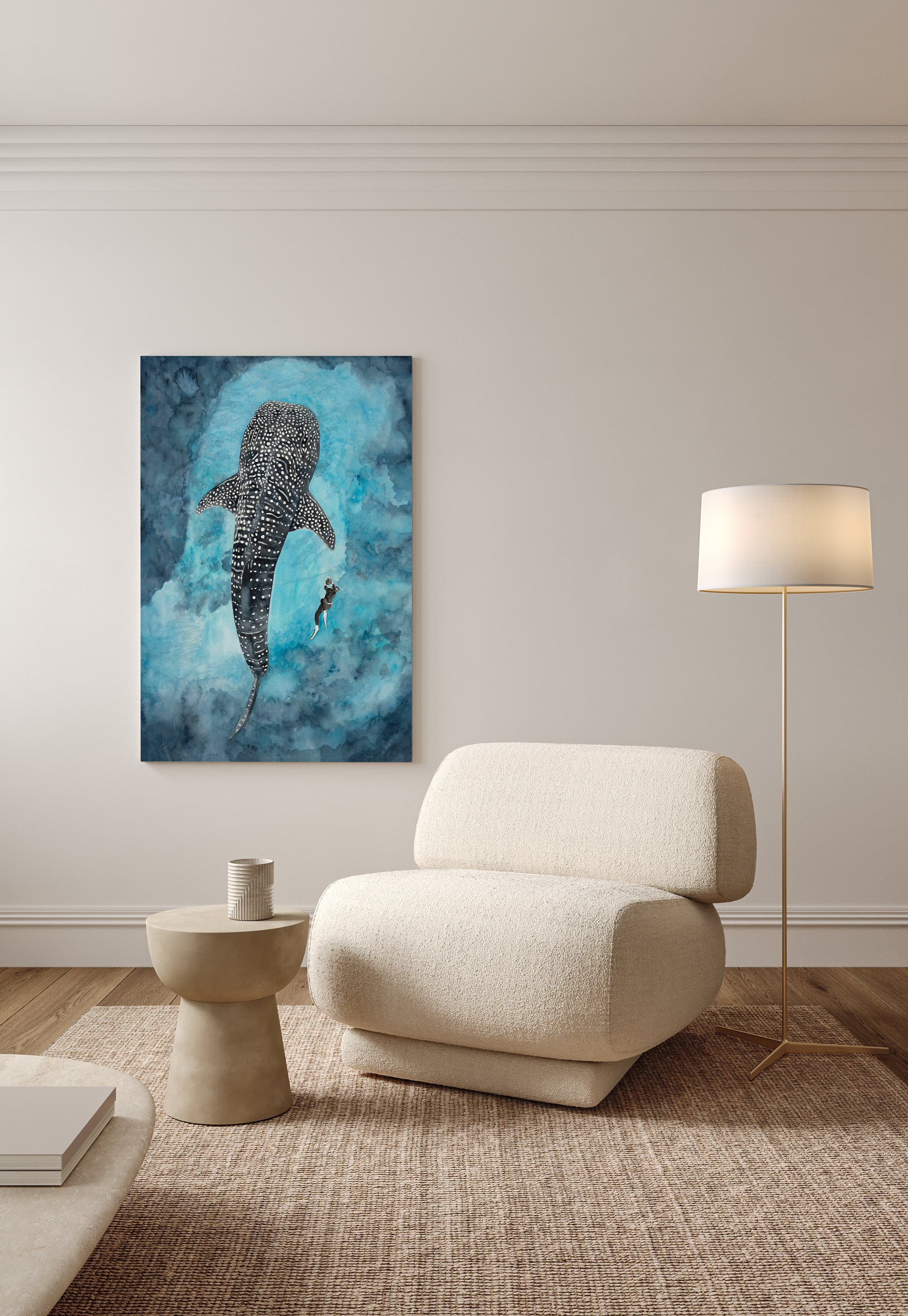 Whale Shark Encounter: Limited Edition Watercolour Canvas Print