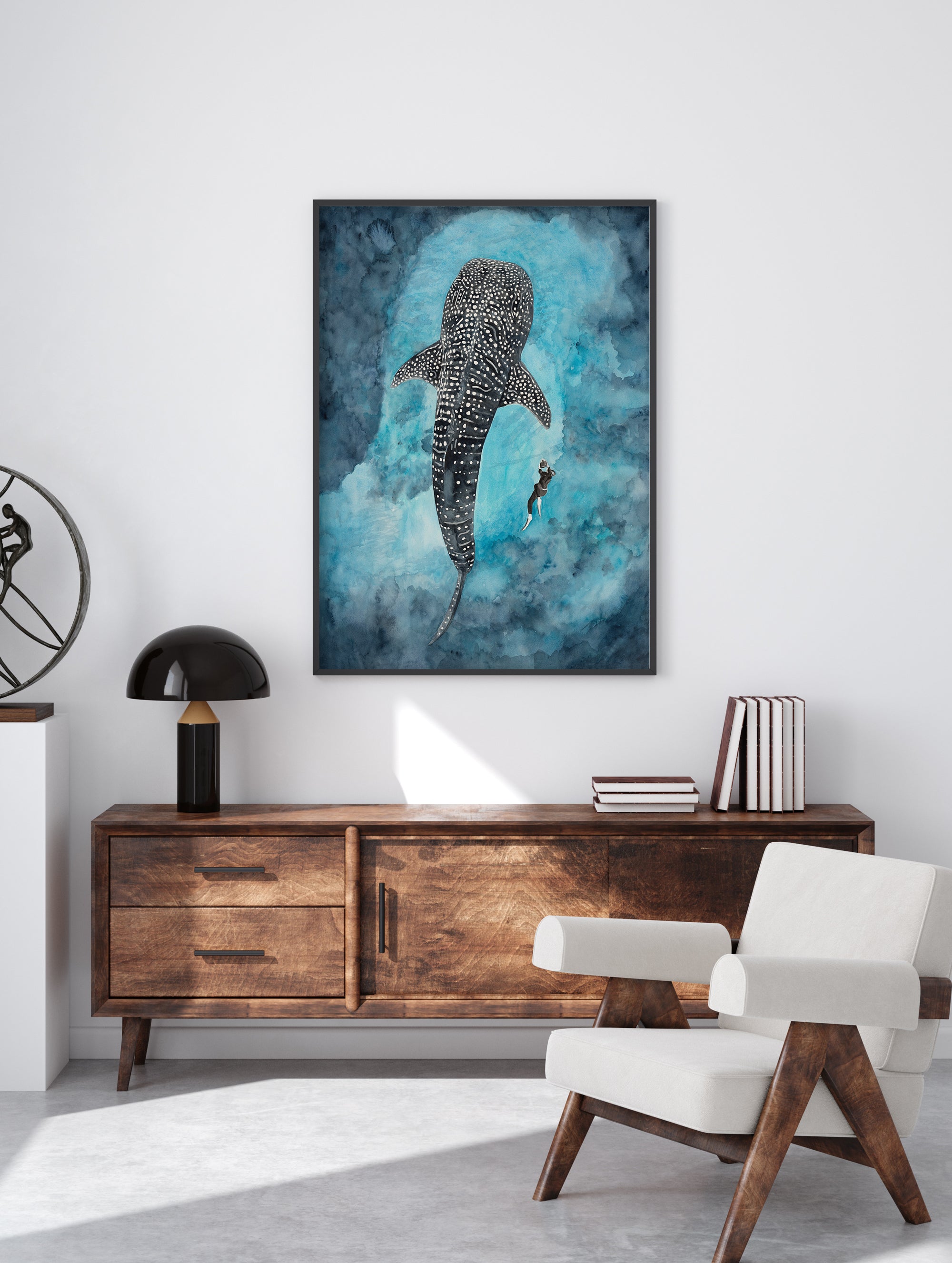 Whale Shark Encounter: Limited Edition Watercolour Wall Print