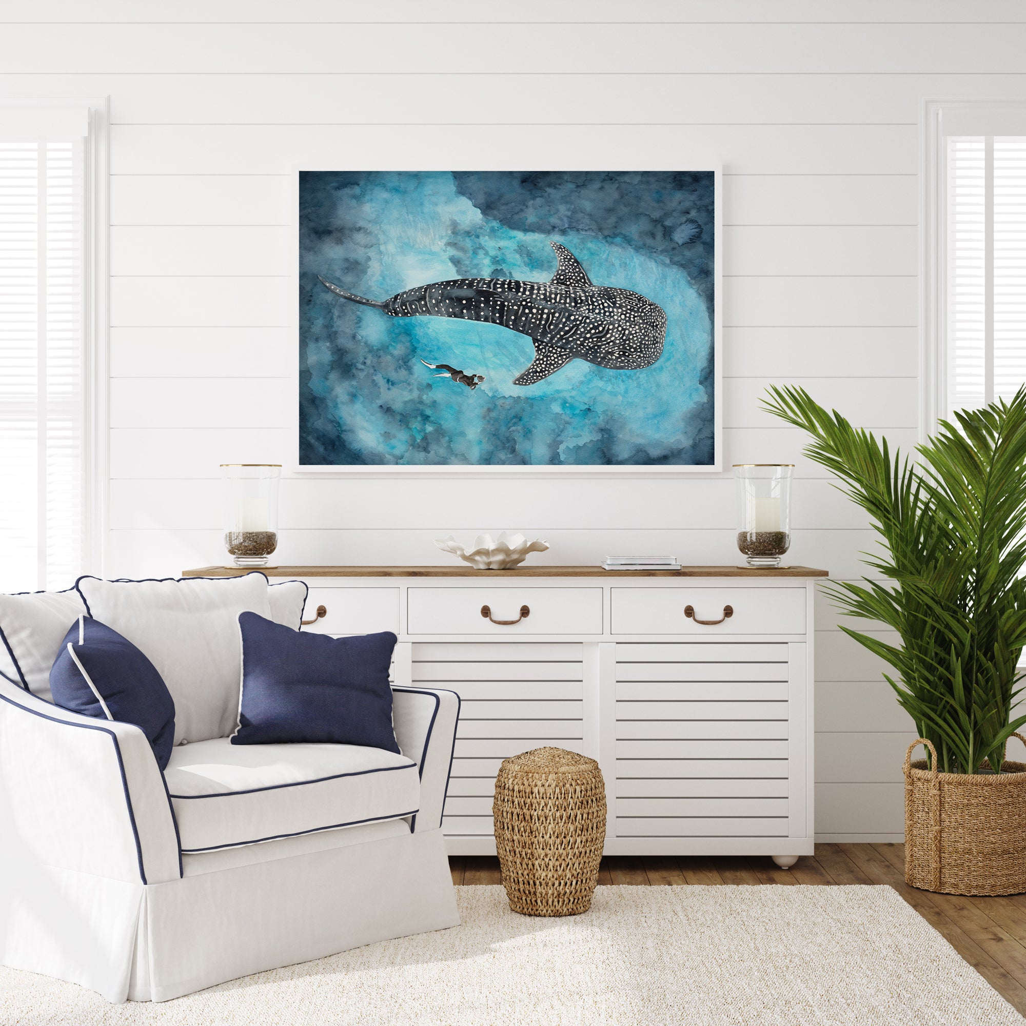 Whale Shark Encounter: Limited Edition Watercolour Wall Print
