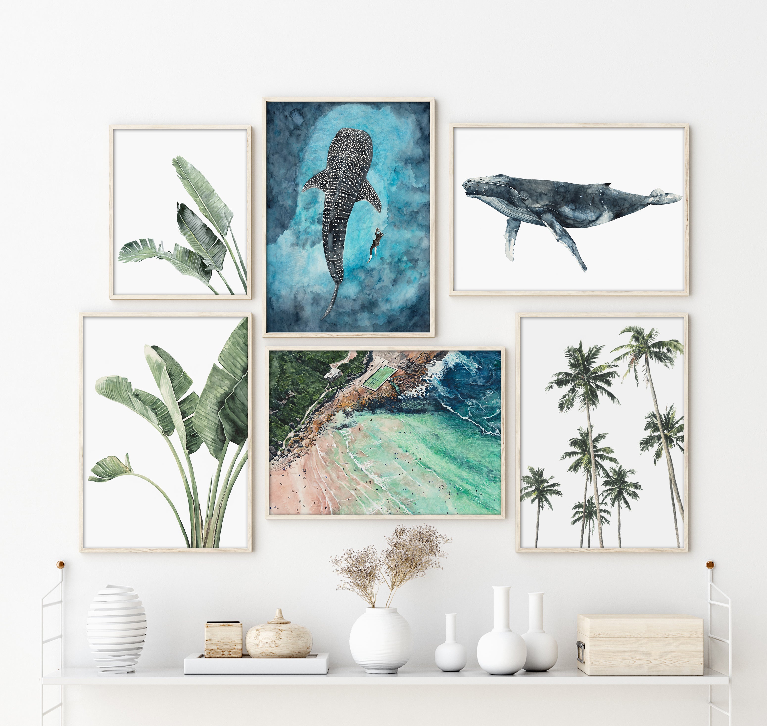 Tropical palm art wall prints
