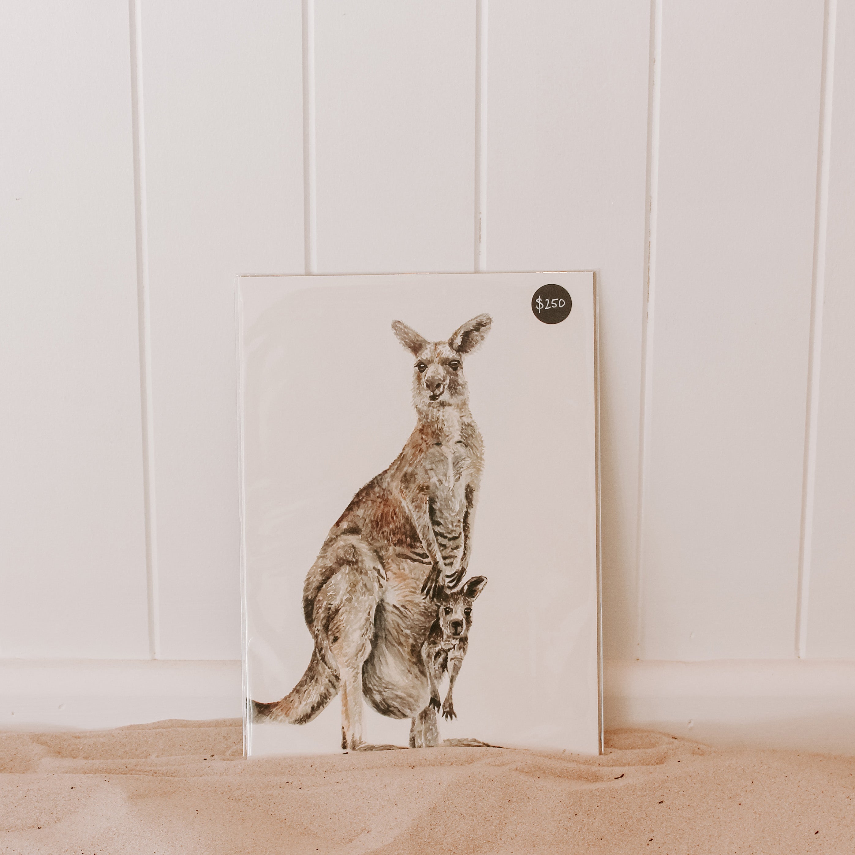 Kangaroo and Joey: Original Watercolour Wall Artwork