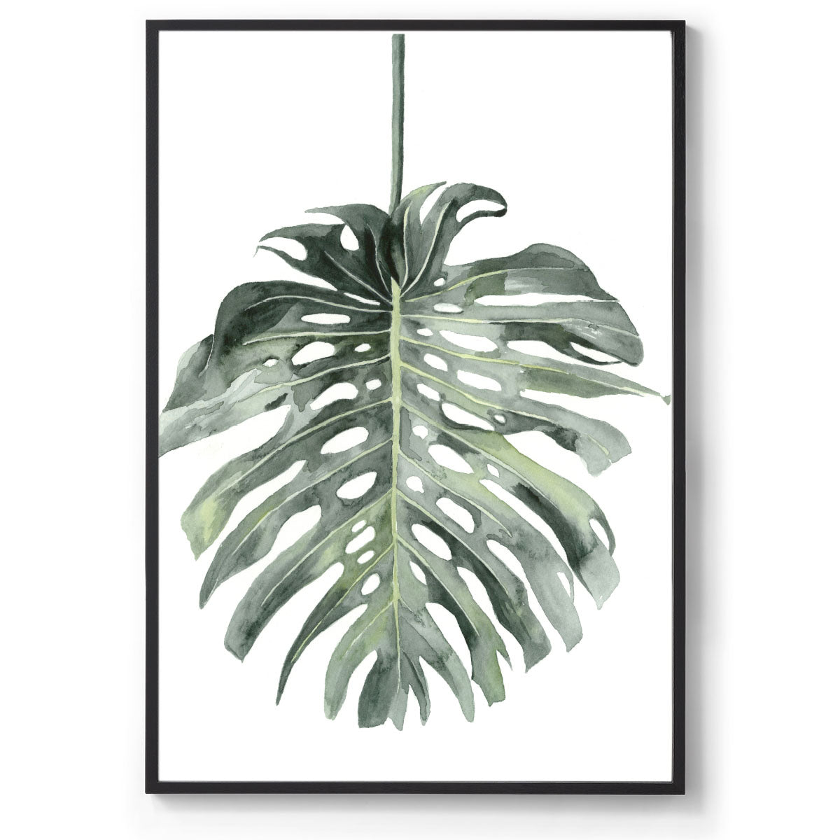 Watercolour botanical monstera art print black frame
