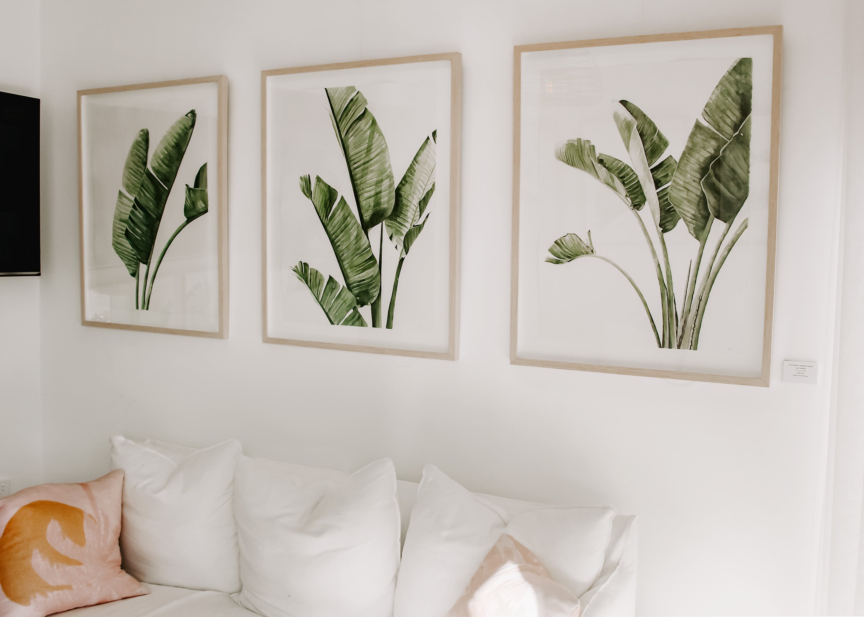 Palm Beach Banana Palms Watercolour Artwork Triptych