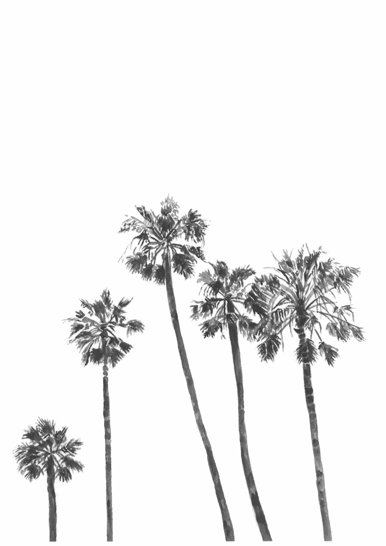 Palms at Dusk: Original Watercolour Wall Artwork