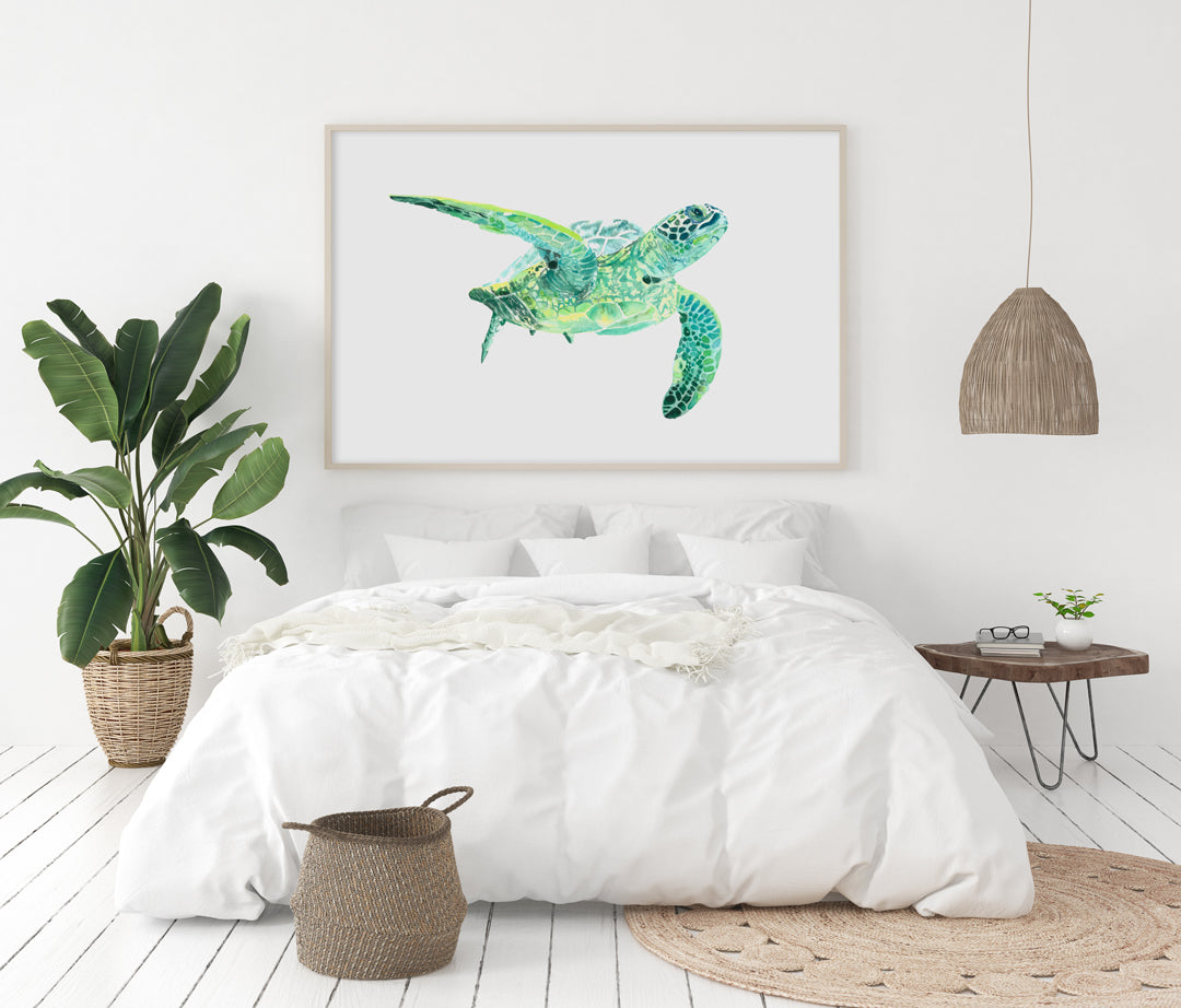 Coastal homewares turtle art print