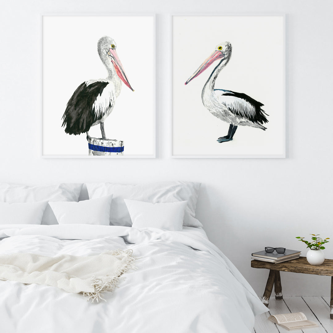 Percy the Pelican: Watercolour Wall Print