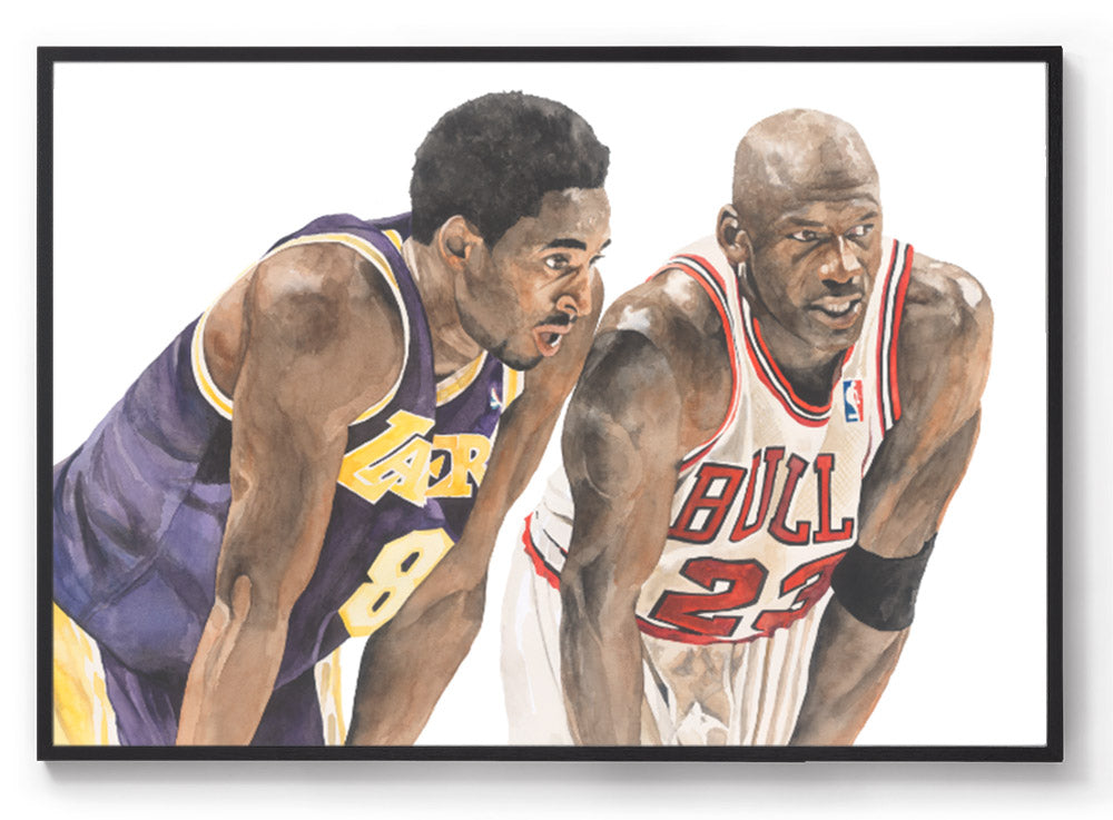 Michael Jordan kobe byrant art print black frame