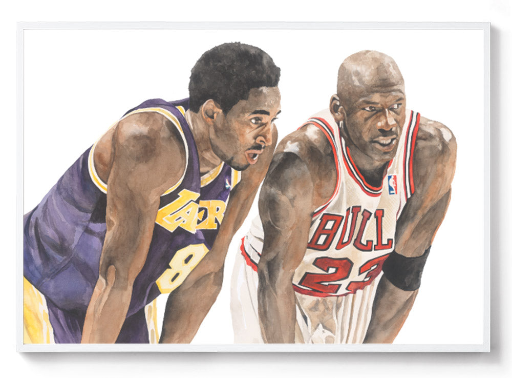 Michael Jordan kobe byrant art print white frame