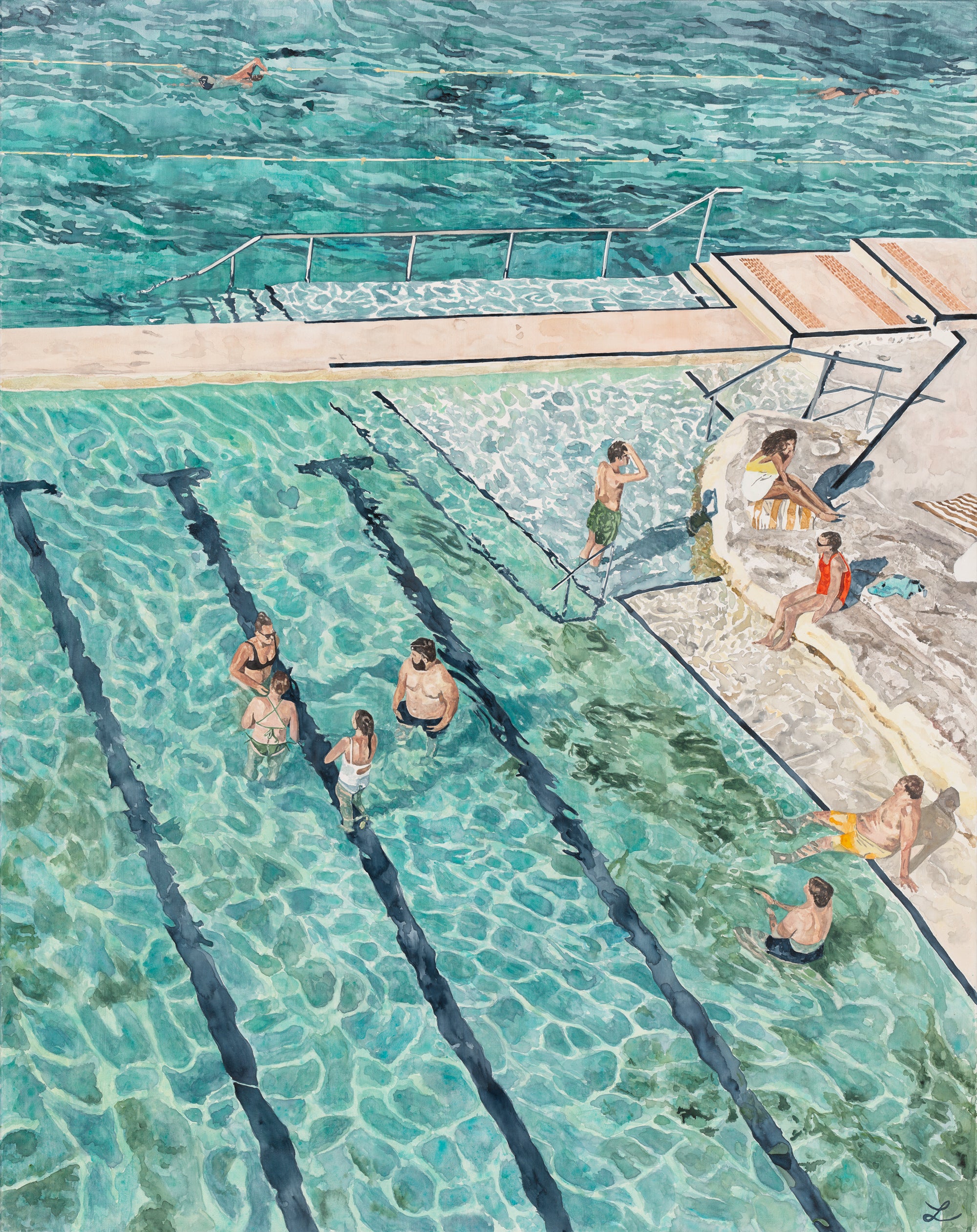 Bondi Bathers - Original Watercolour on canvas