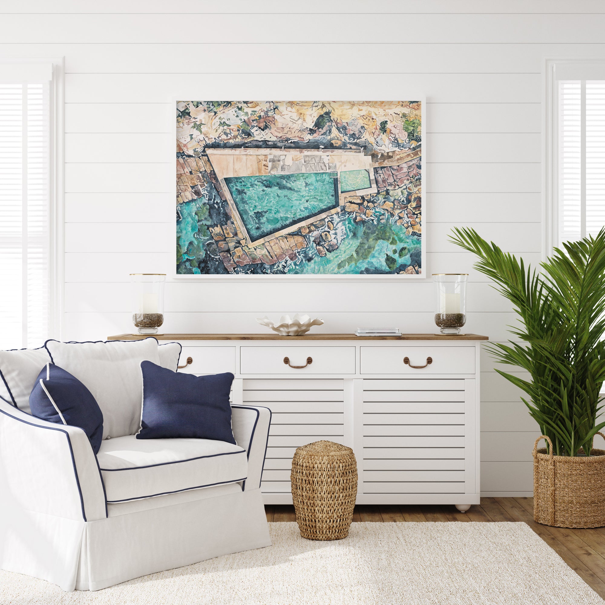 Avalon Beach Rockpool: Limited Edition Watercolour Wall Print