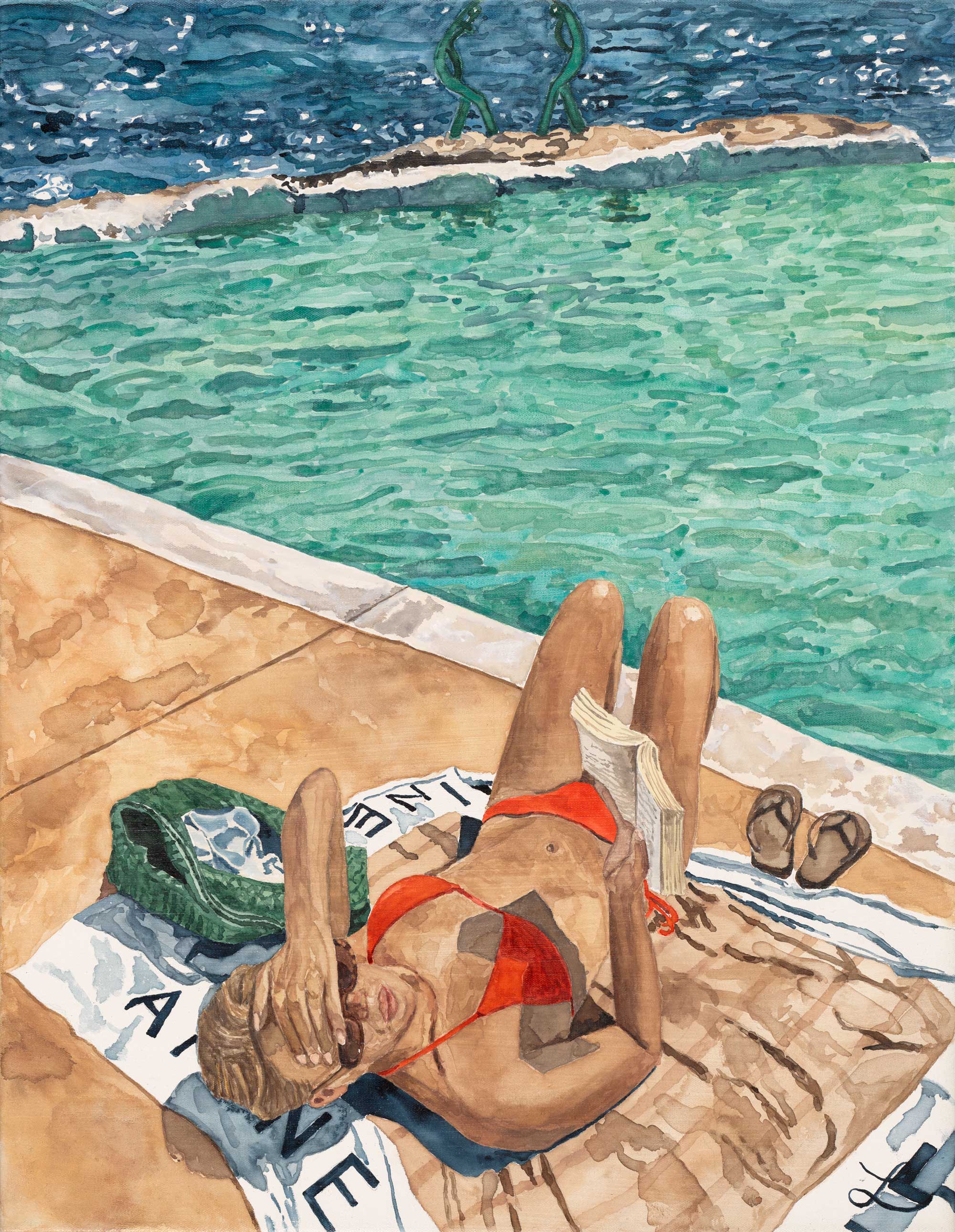 Between Dips - Original Watercolour and gouache on Canvas