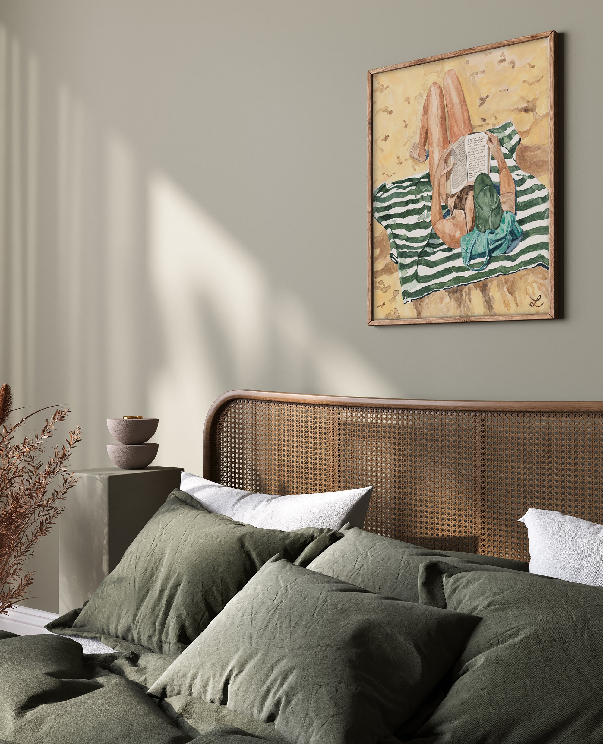 Barefoot and Booked: Limited Edition Watercolour Paper Print