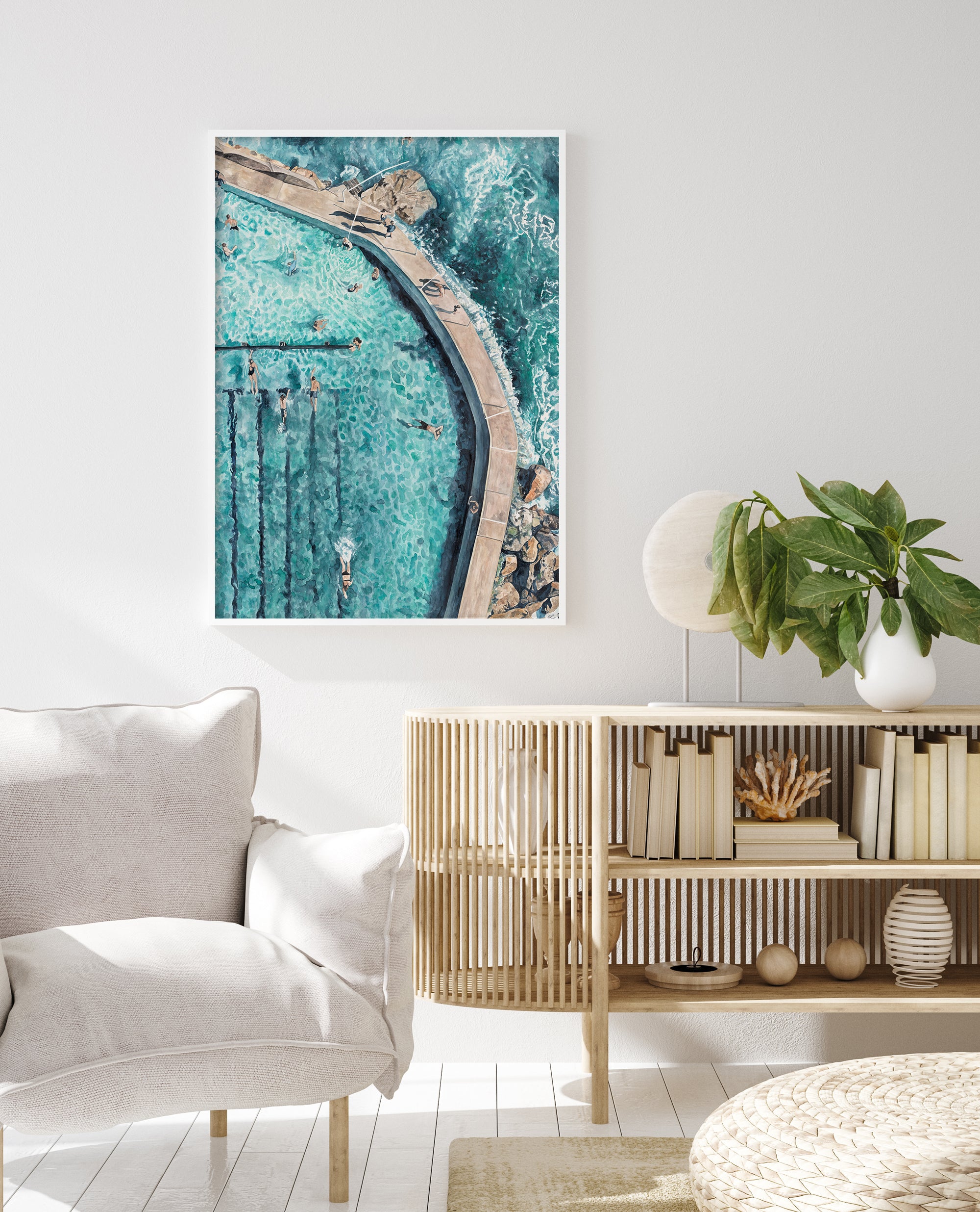 Bronte Bathing: Limited Edition Watercolour Wall Print