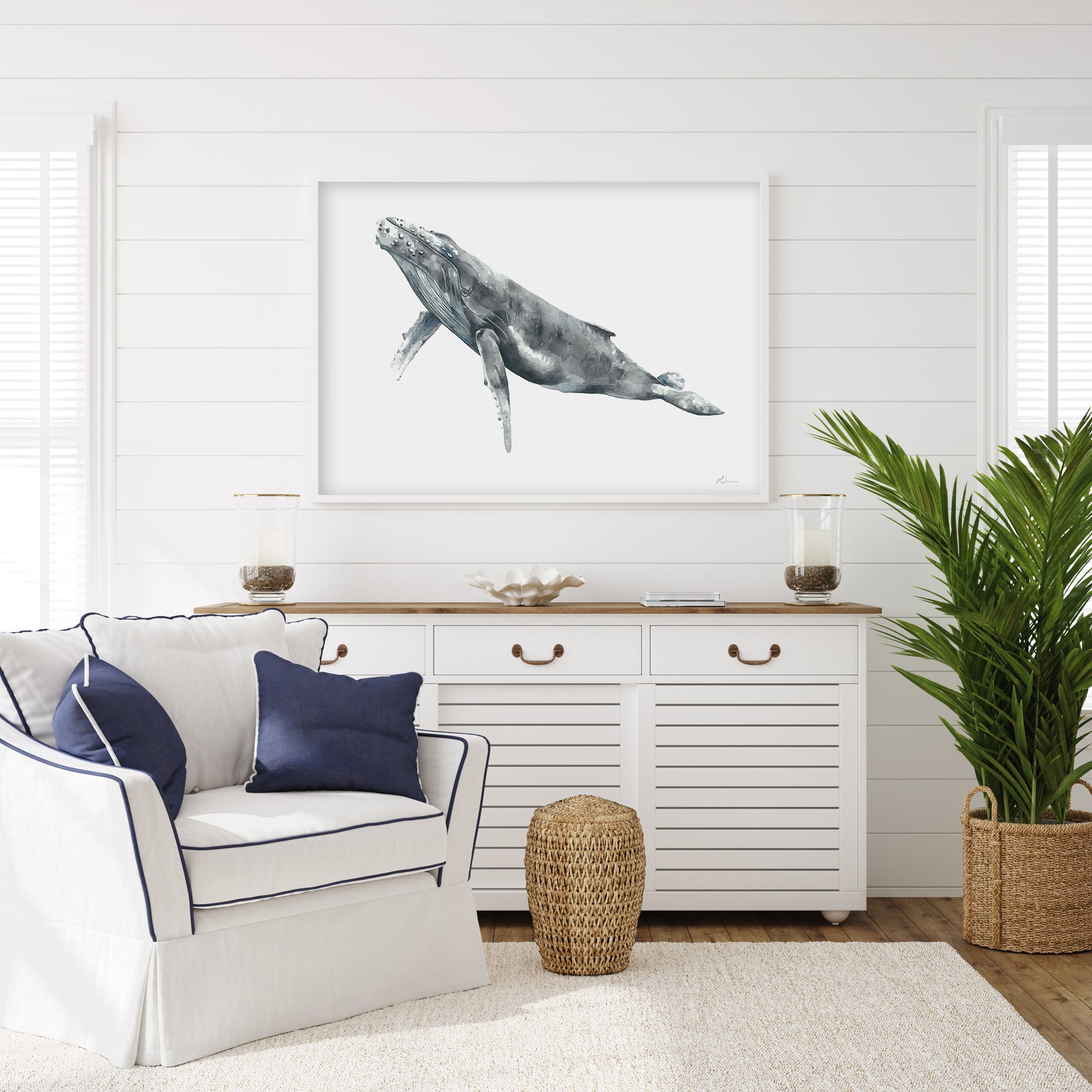 Byron: The Hump Back Whale Limited Edition Watercolour Wall Print
