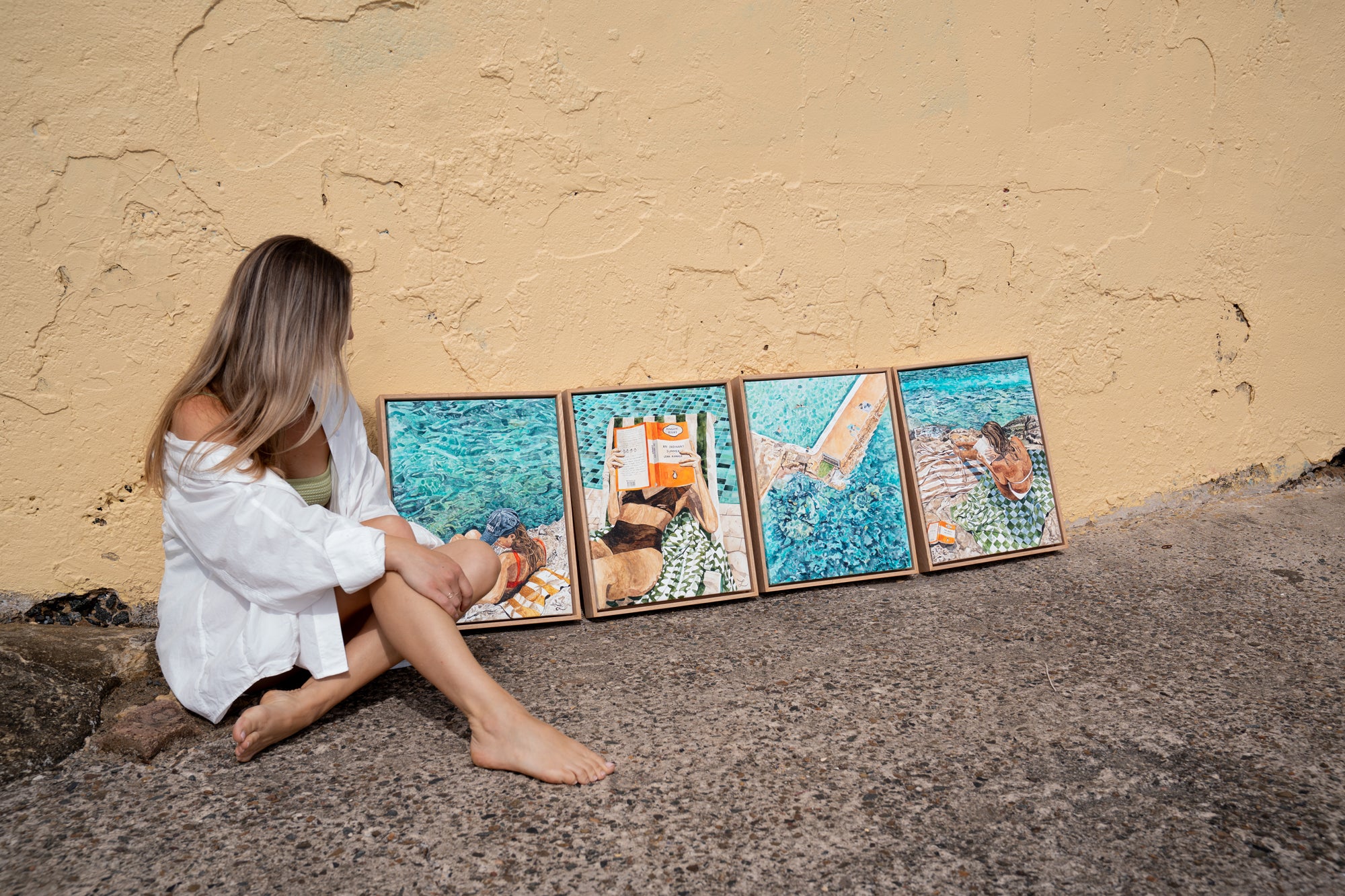 Between the Rocks and the Sea - Original Watercolour and gouache on Canvas