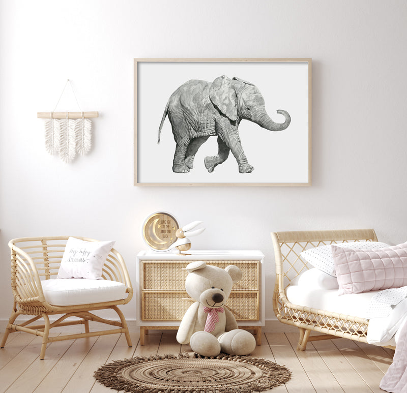 Lulu the Elephant: Watercolour Wall Print