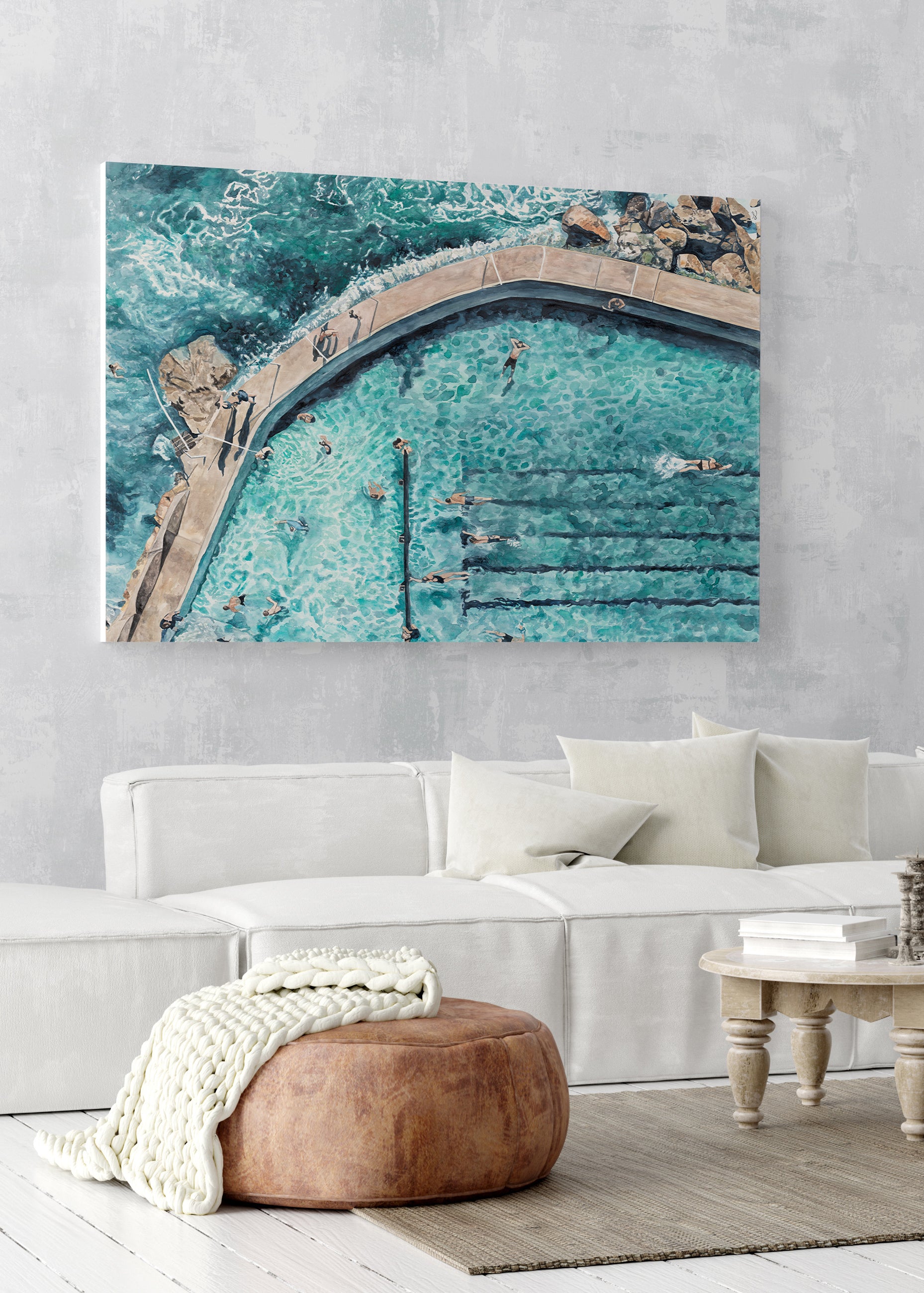 Bronte Bathing: Limited Edition Watercolour Canvas Print