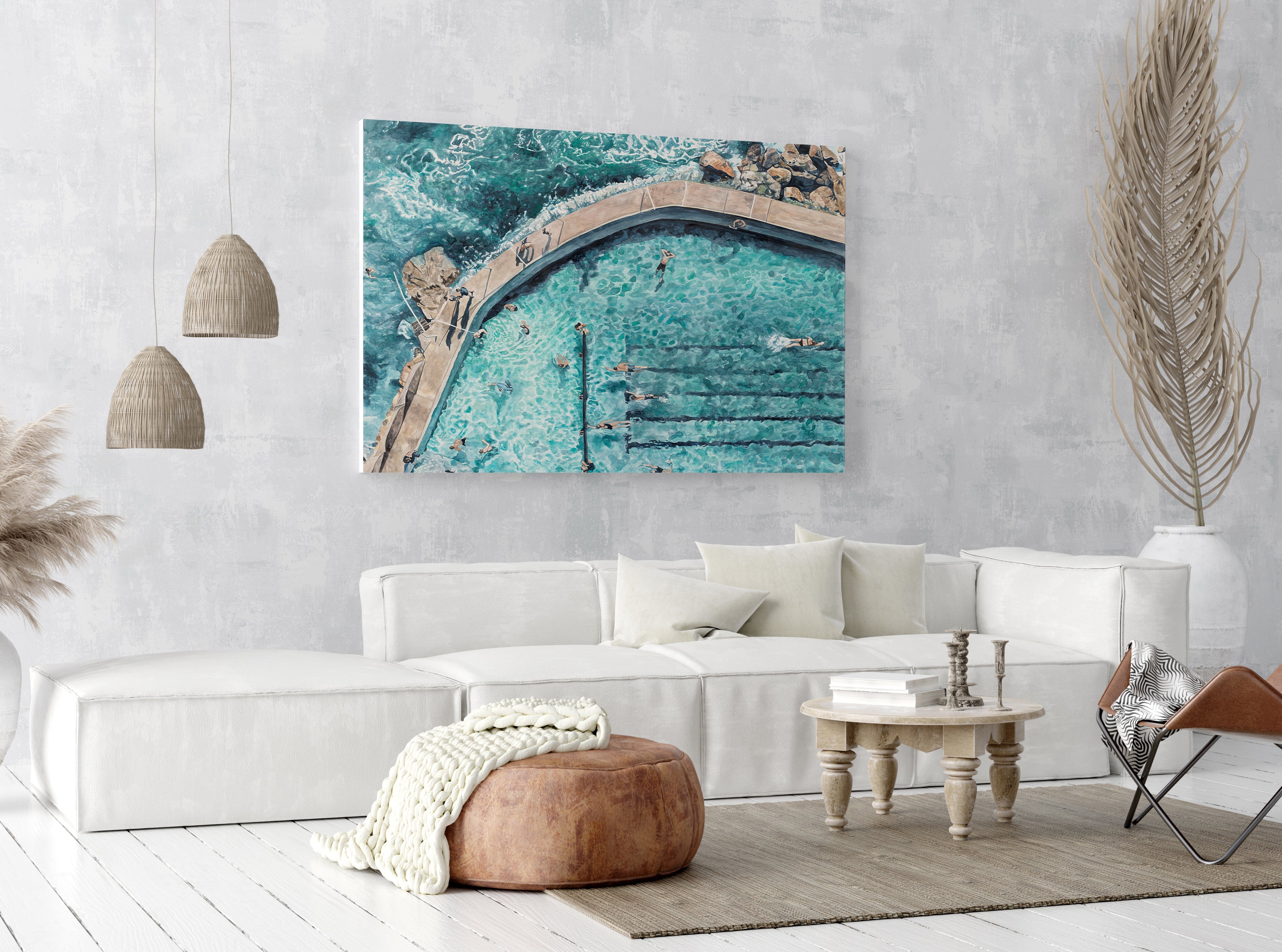 Bronte Bathing: Limited Edition Watercolour Canvas Print
