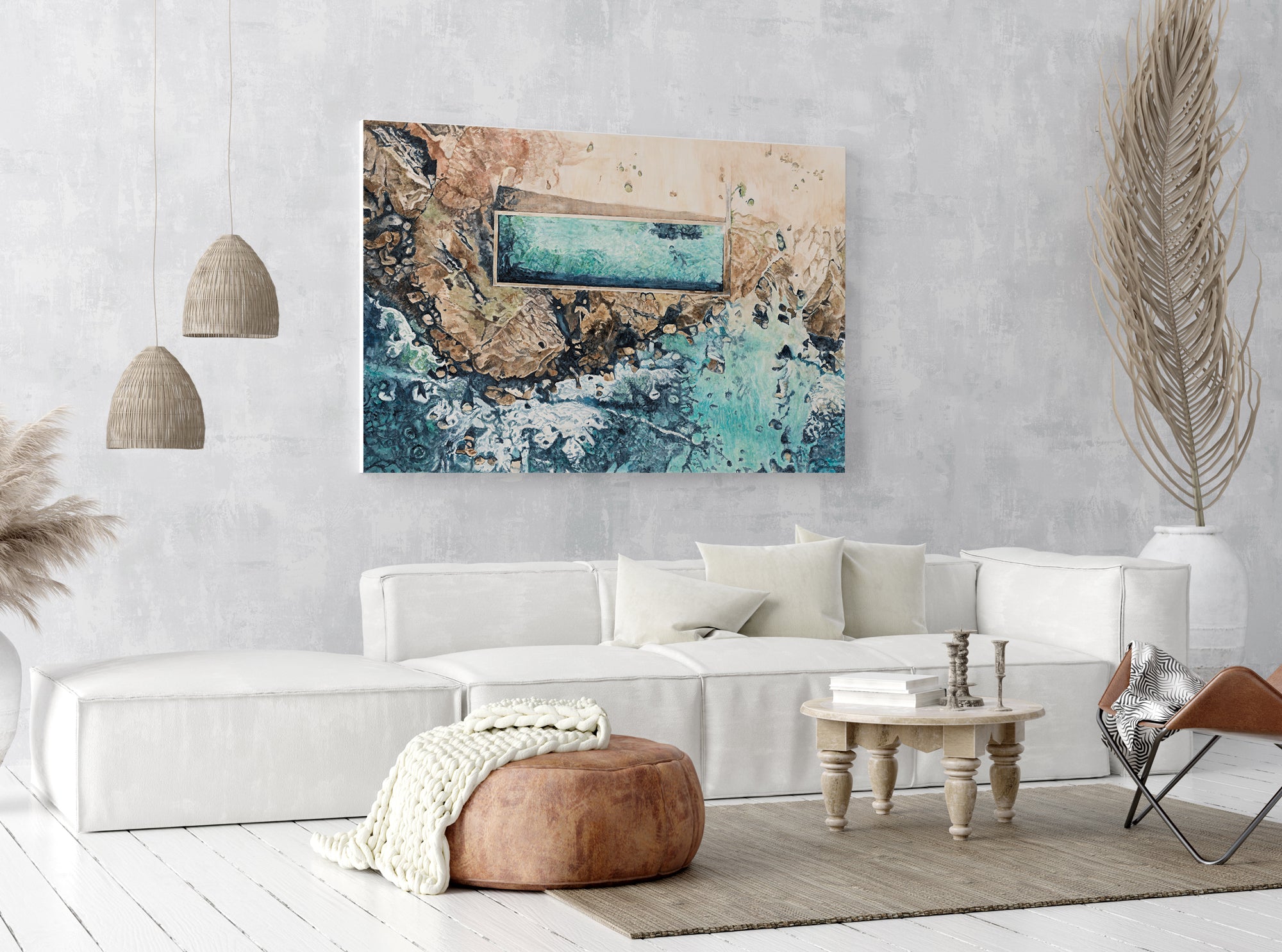 Newport Rockpool: Limited Edition Watercolour Canvas Print