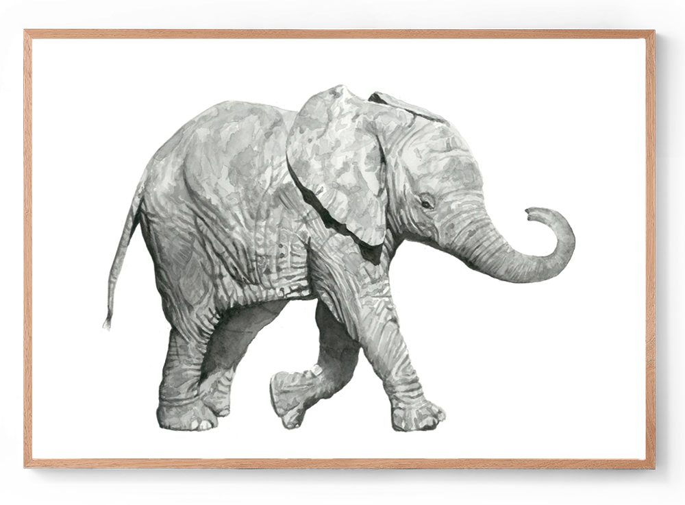 Lulu the Elephant: Watercolour Wall Print
