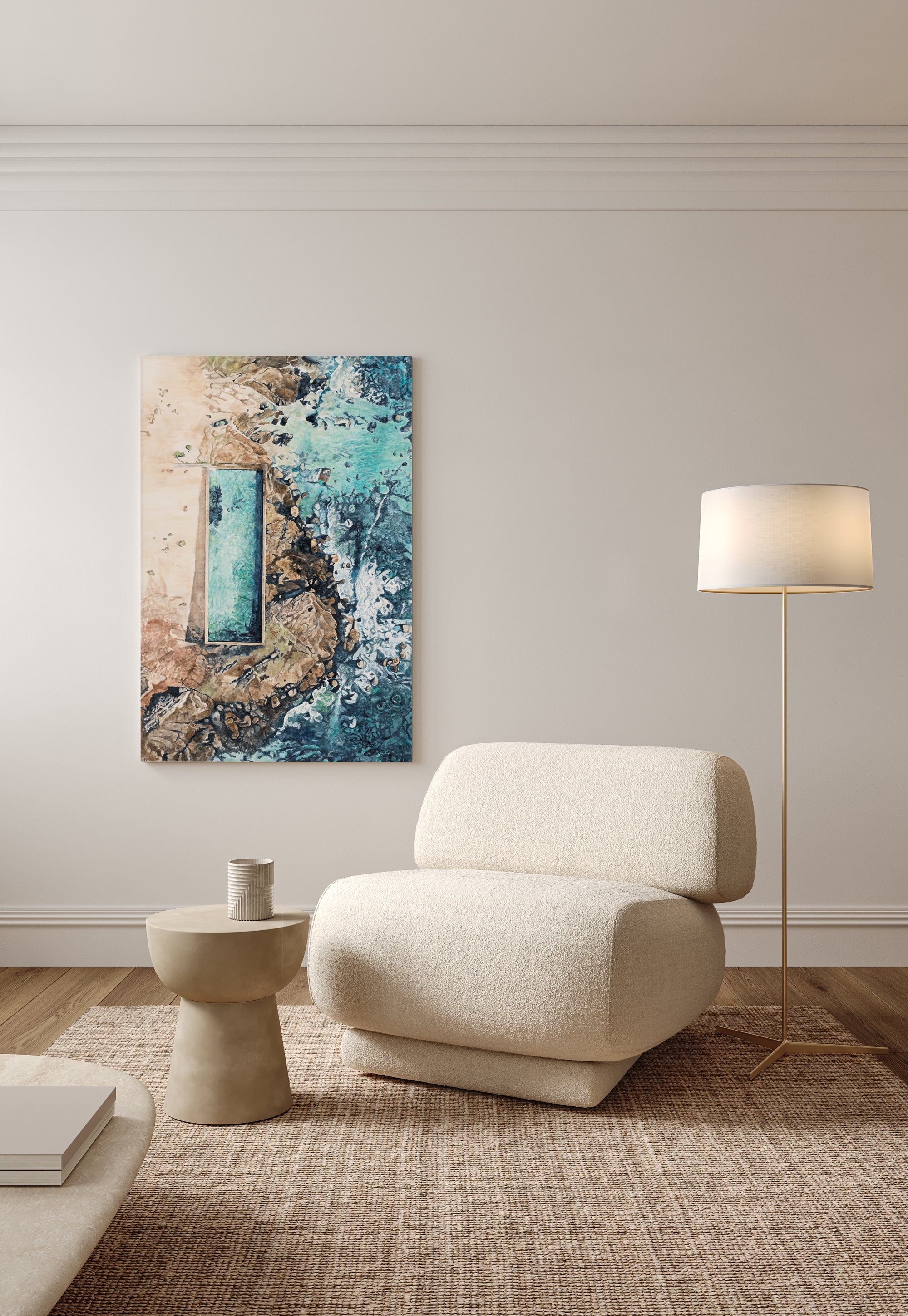 Newport Rockpool: Limited Edition Watercolour Canvas Print