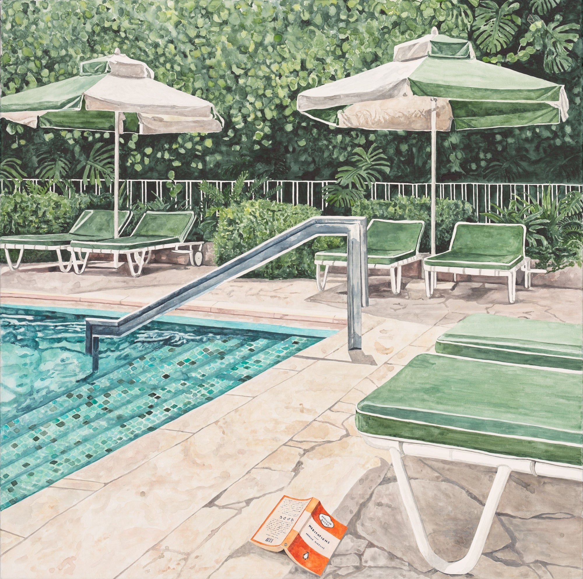 Poolside - Original Watercolour on canvas