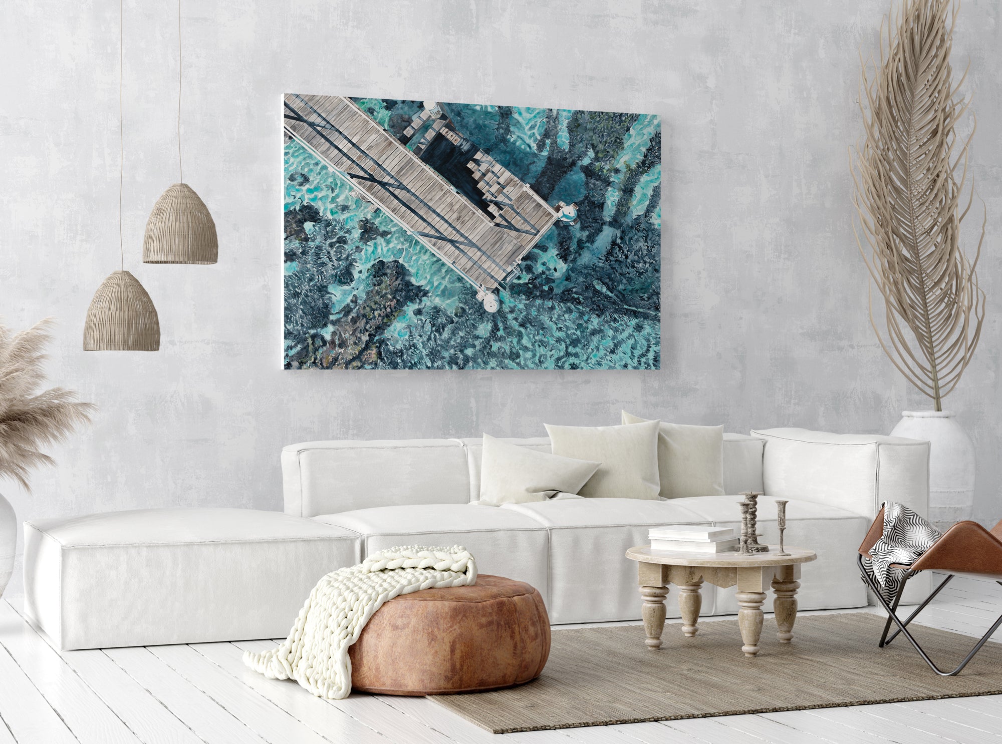 Seagrass and Silhouettes: Limited Edition Watercolour Canvas Print