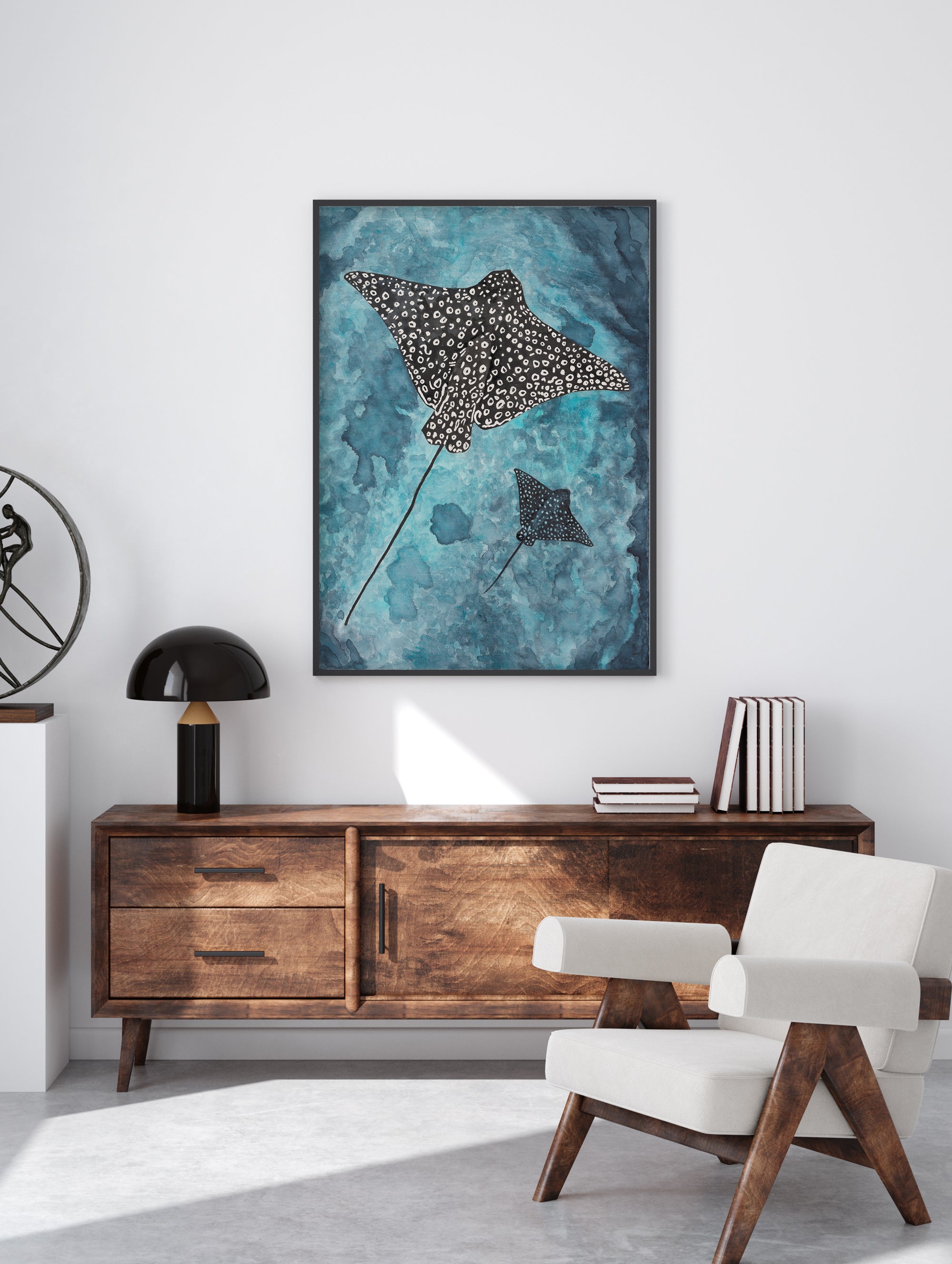 Spotted Eagle Ray: Limited Edition Watercolour Wall Print