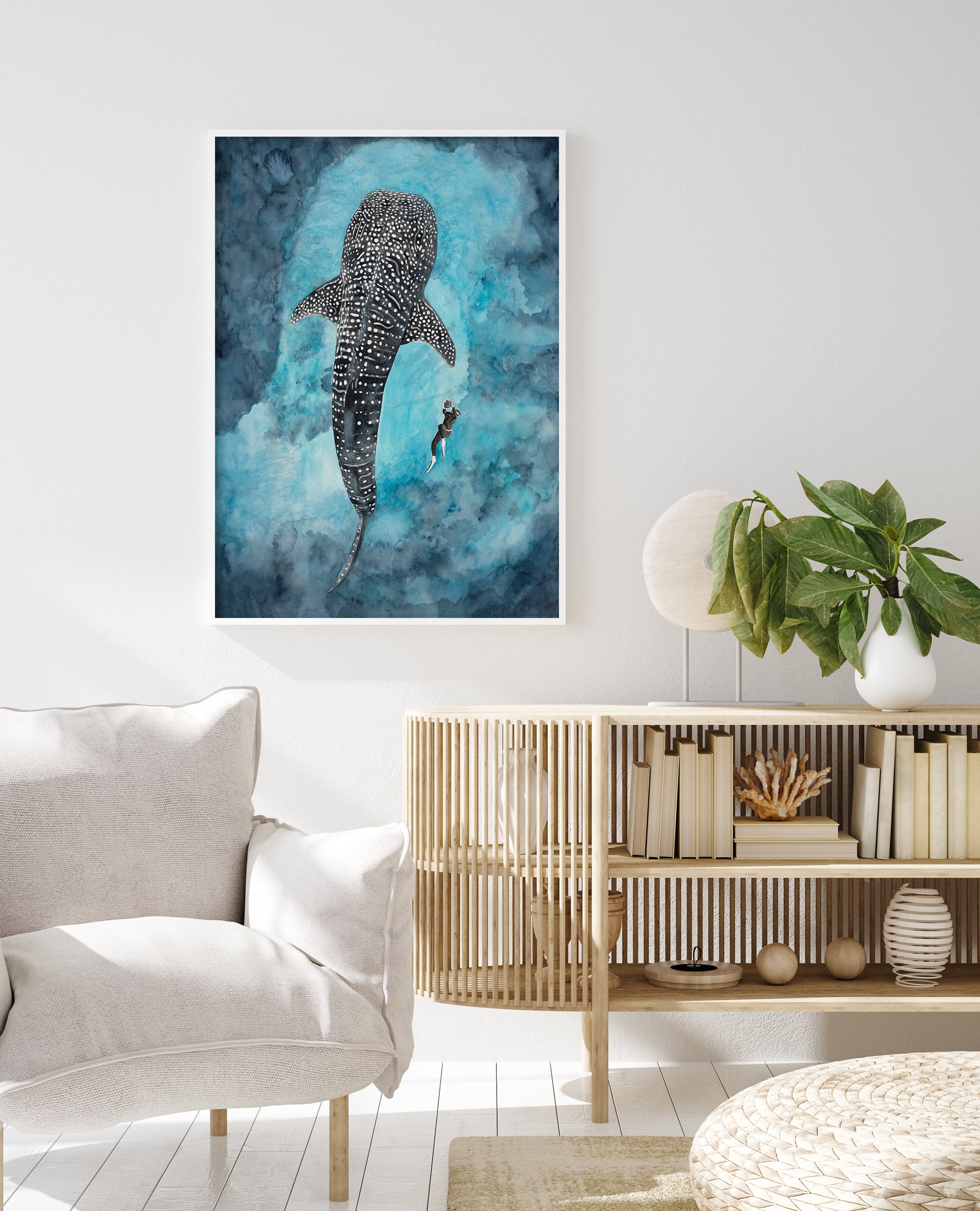 Whale Shark Encounter: Limited Edition Watercolour Wall Print