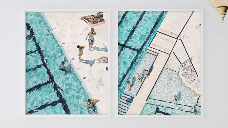 Dipping Days - Bondi Beach: Limited Edition Watercolour Wall Print