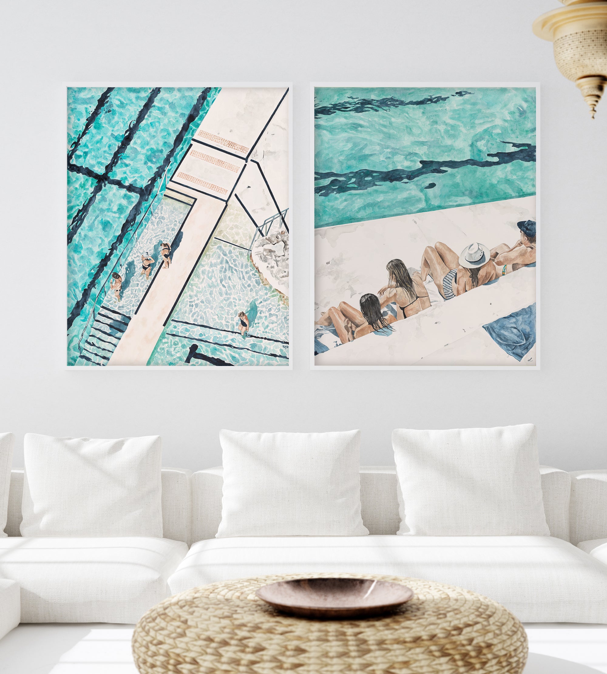 Dipping Days - Bondi Beach: Limited Edition Watercolour Wall Print