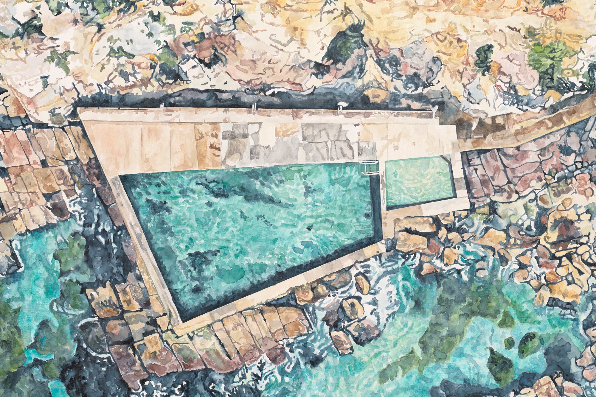 Avalon Beach Rockpool: Limited Edition Watercolour Wall Print