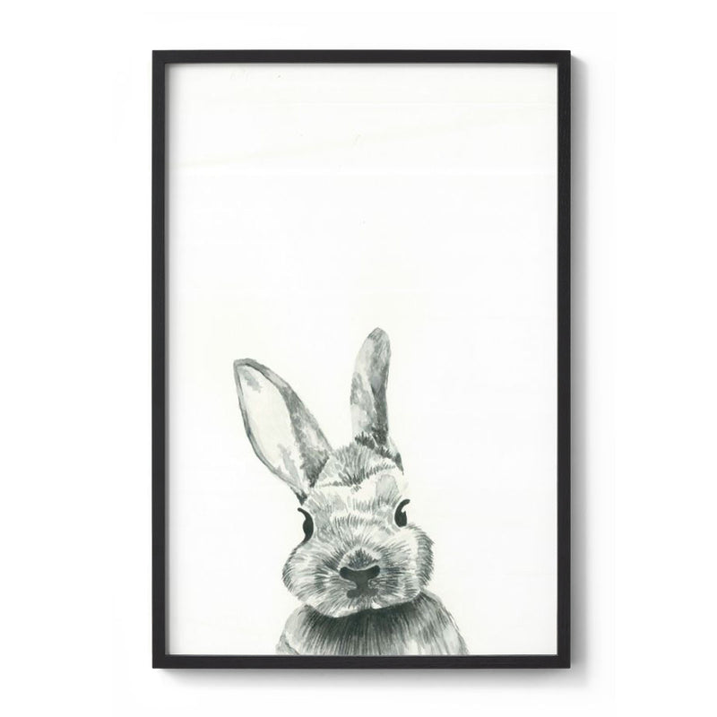 Bunny rabbit art print black frame