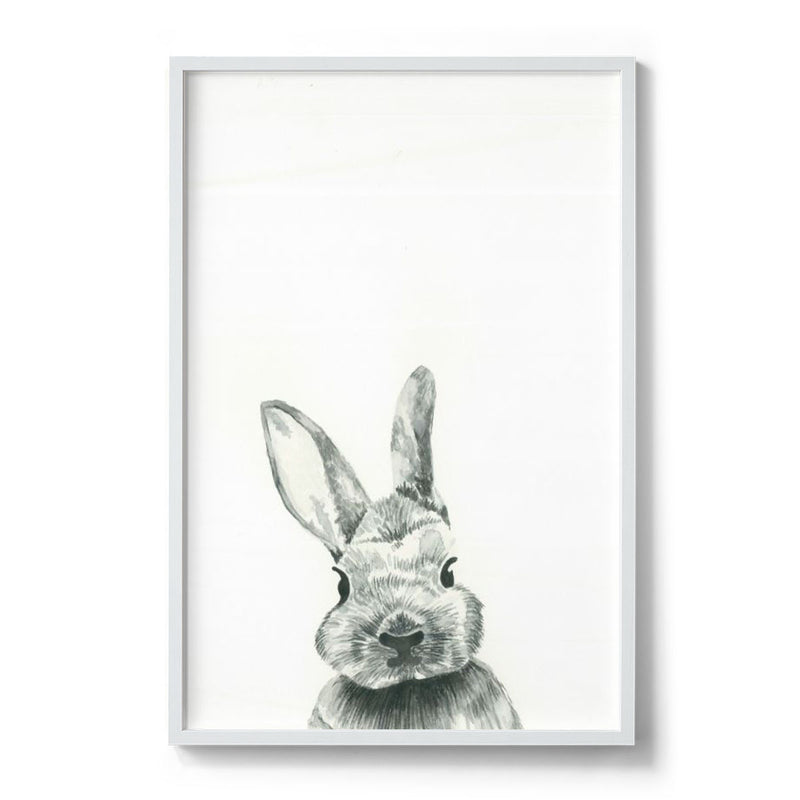 Bunny rabbit art print white frame