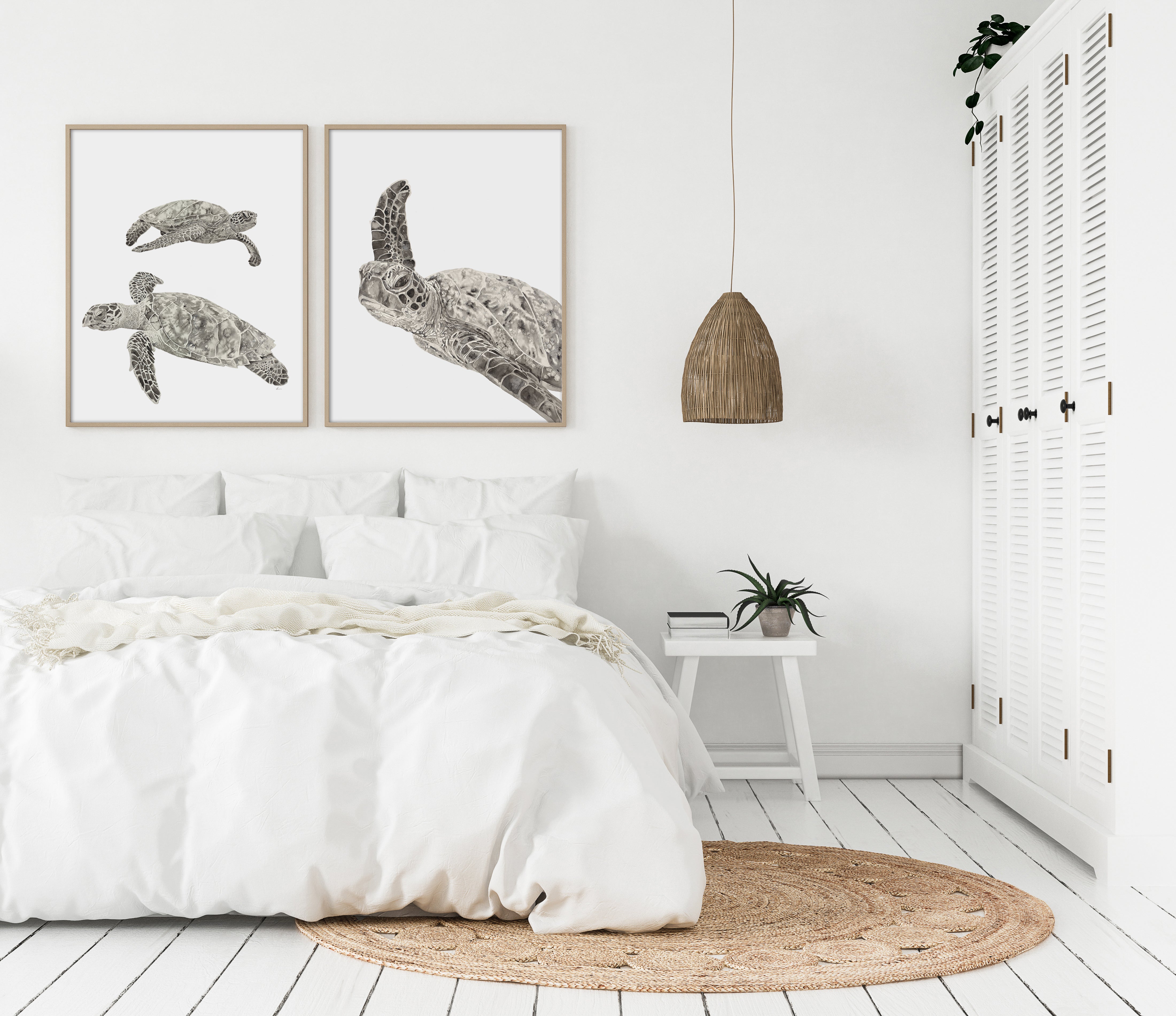 Coastal homewares turtle art print