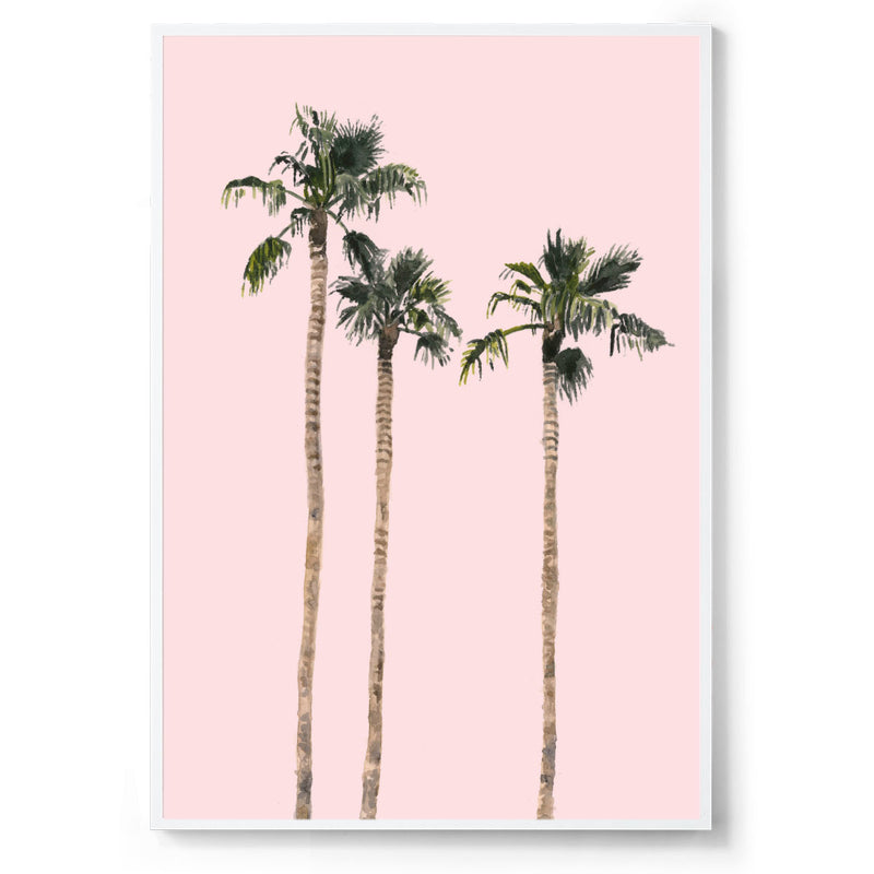 California palm springs art print sunset white frame