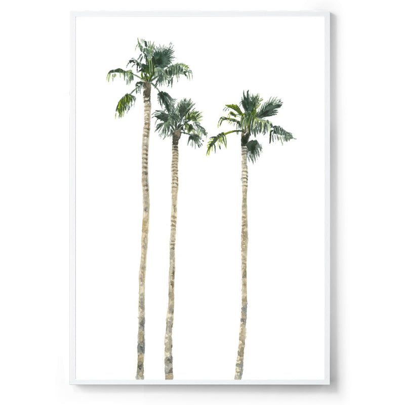 Palm Springs palm trees art print white frame